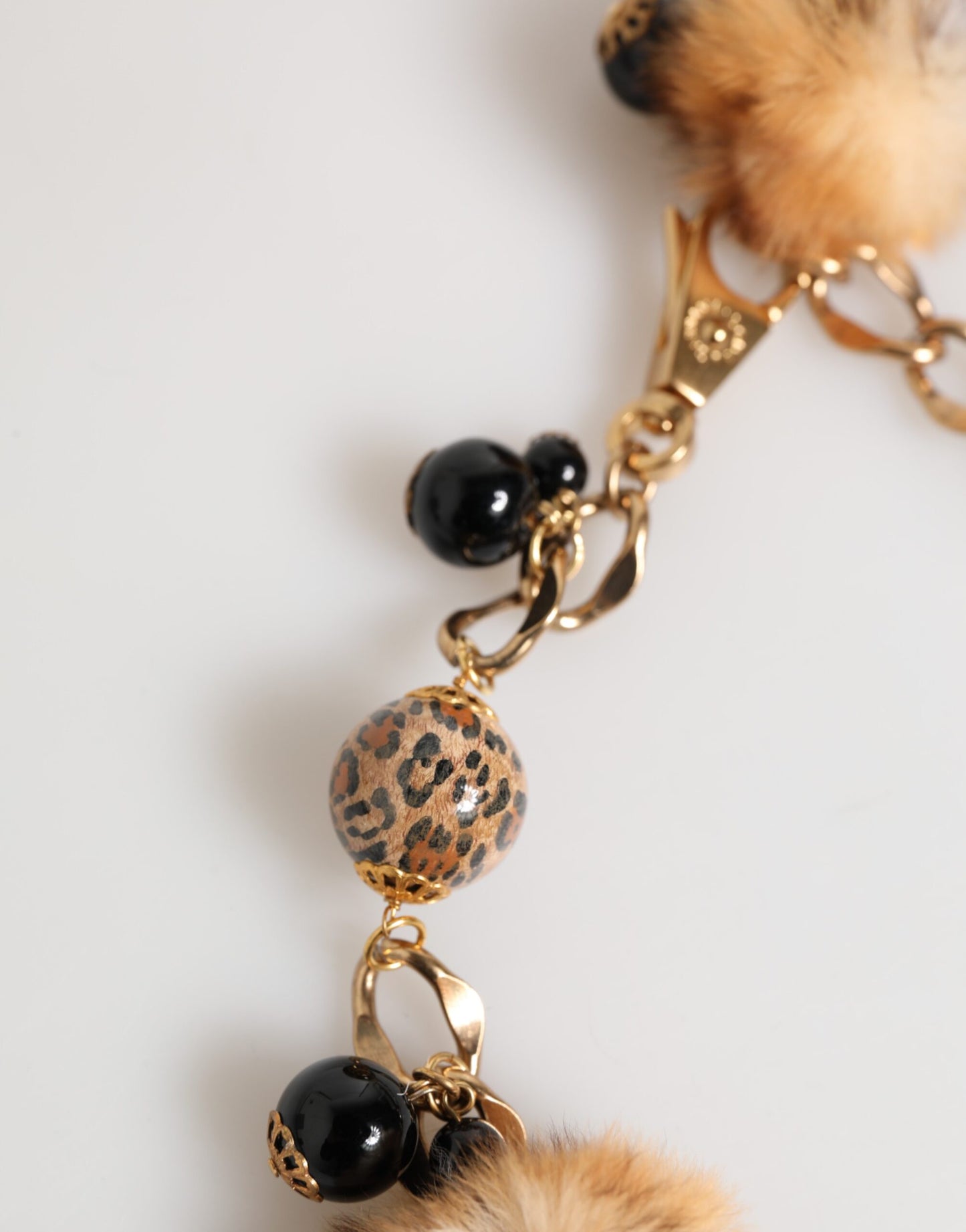 Collier ras du cou Dolce & Gabbana en filigrane de fourrure de lapin avec cristaux noirs et dorés