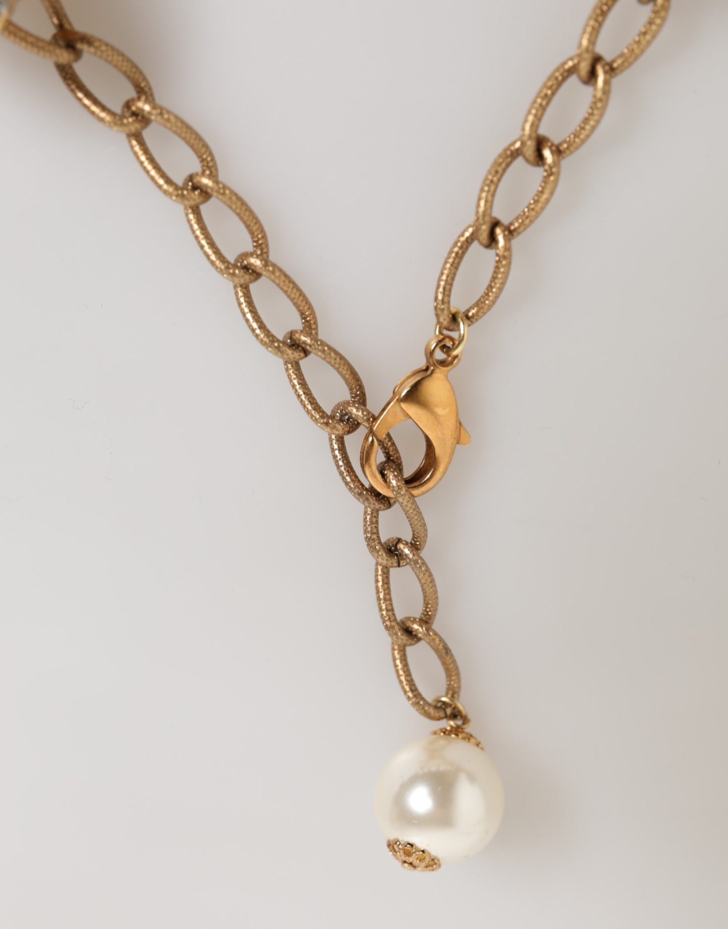 Collier Dolce & Gabbana en laiton doré et perles artificielles en cristal