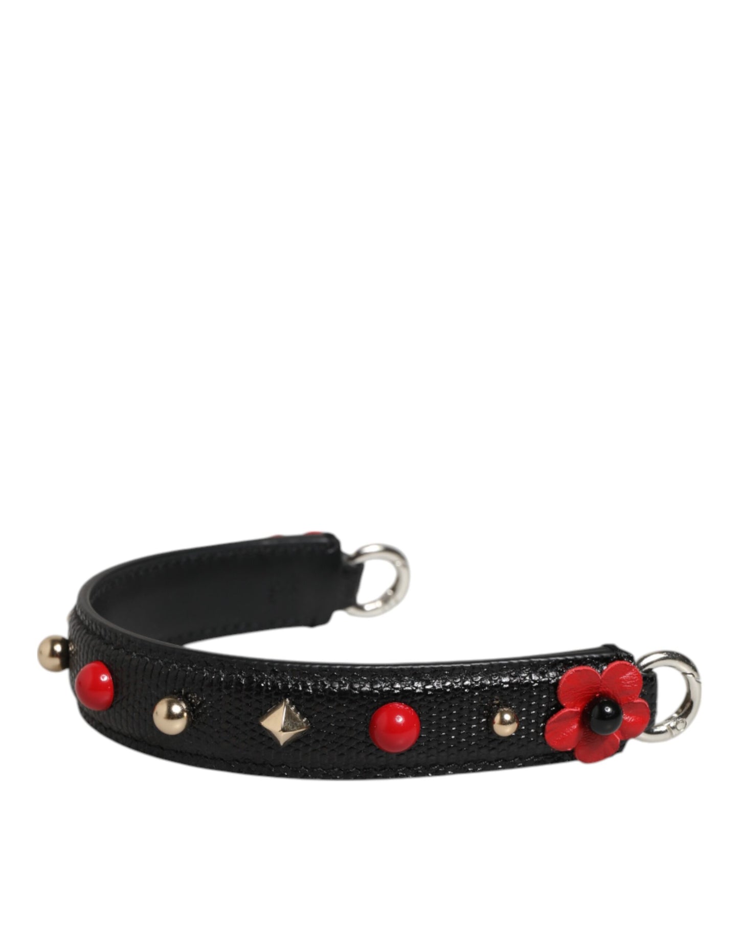 Bandoulière pour sac à main Dolce & Gabbana en cuir noir orné