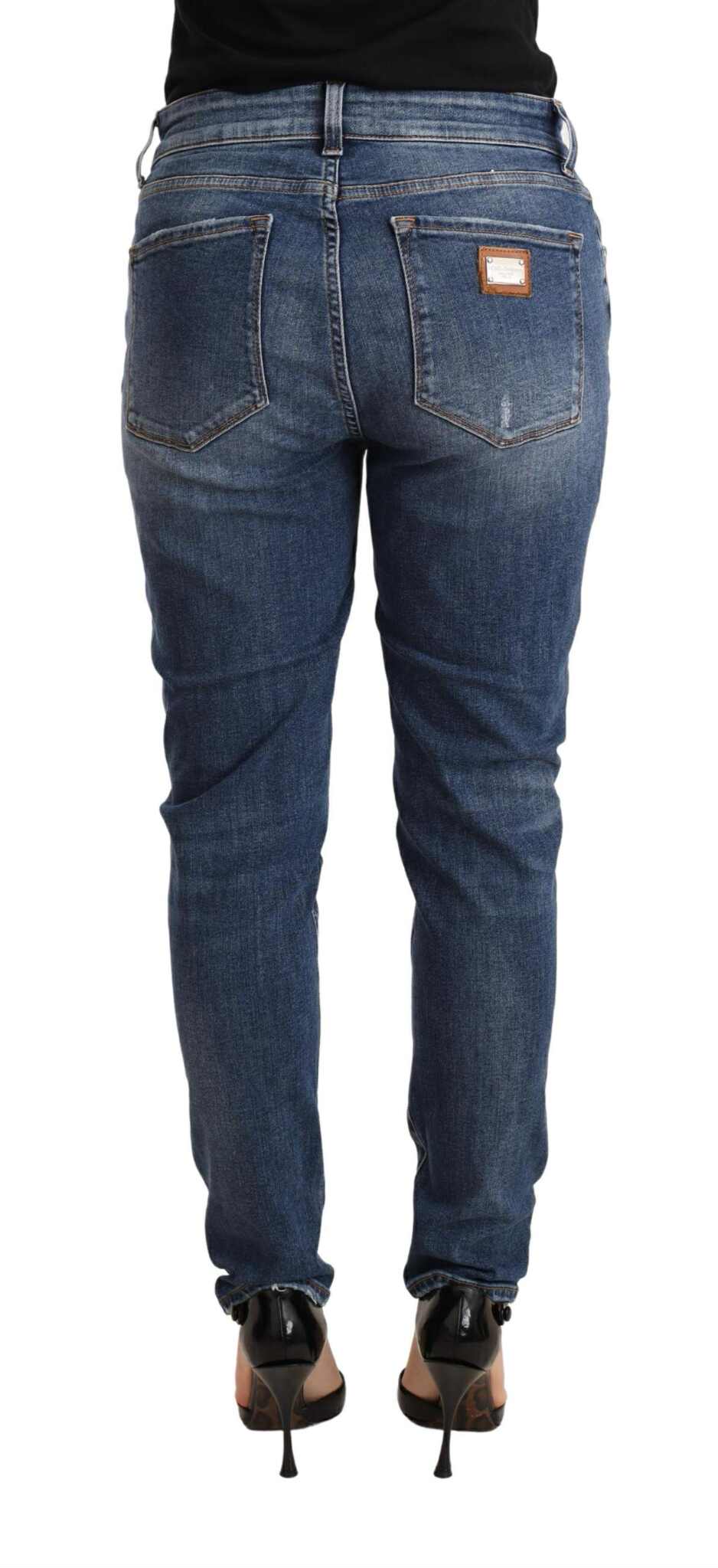 Pantalon en jean slim bleu effet vieilli Dolce & Gabbana