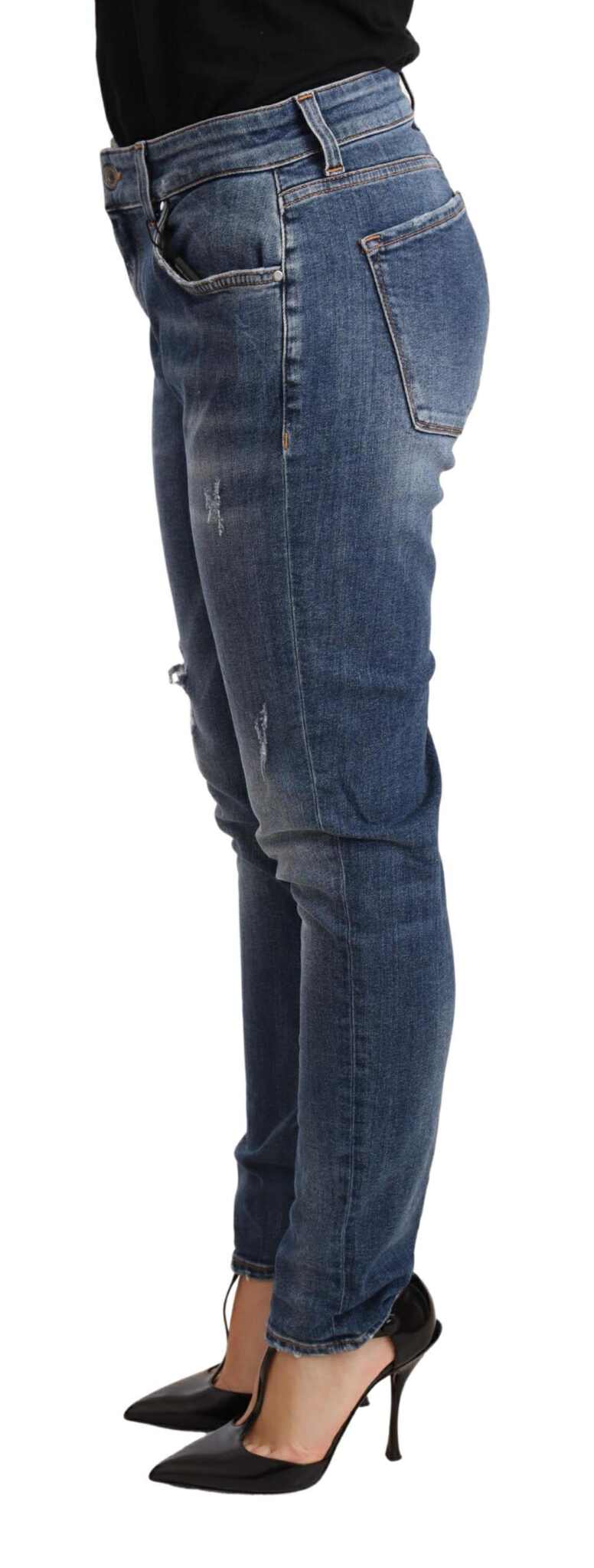 Pantalon en jean slim bleu effet vieilli Dolce & Gabbana
