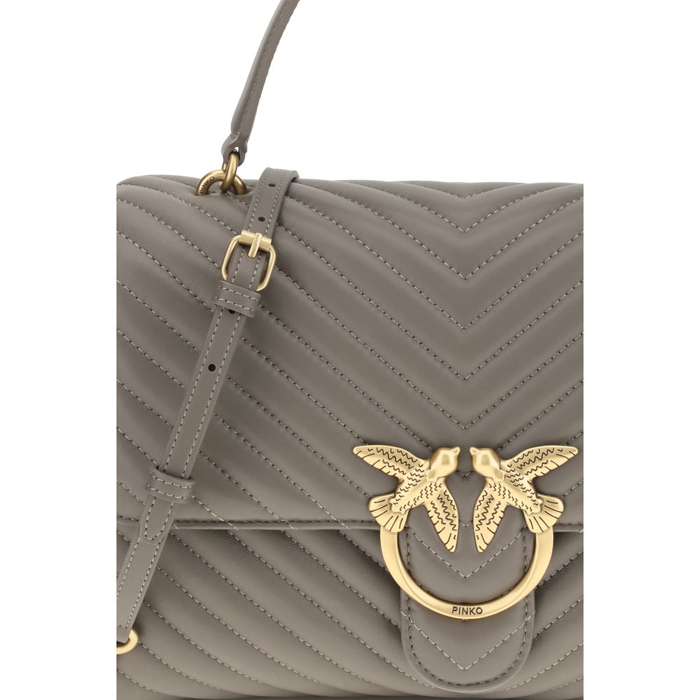 PINKO Gray Calf Leather Bos Taurus Handbag