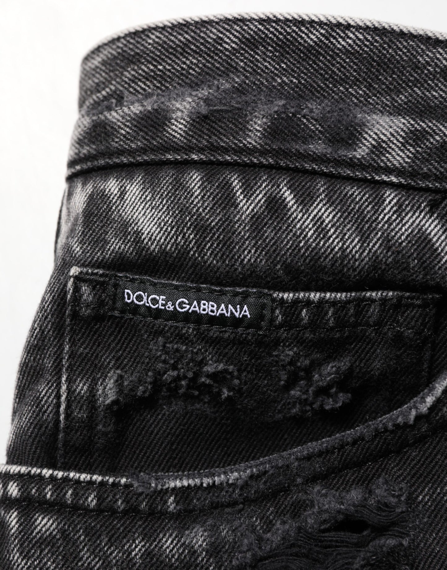 Dolce & Gabbana Black Washed Ripped Loose Cotton Denim Jeans