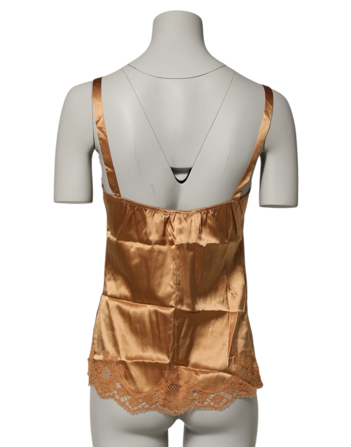 Dolce & Gabbana Débardeur en satin de soie et dentelle florale marron Lingerie Sous-vêtements