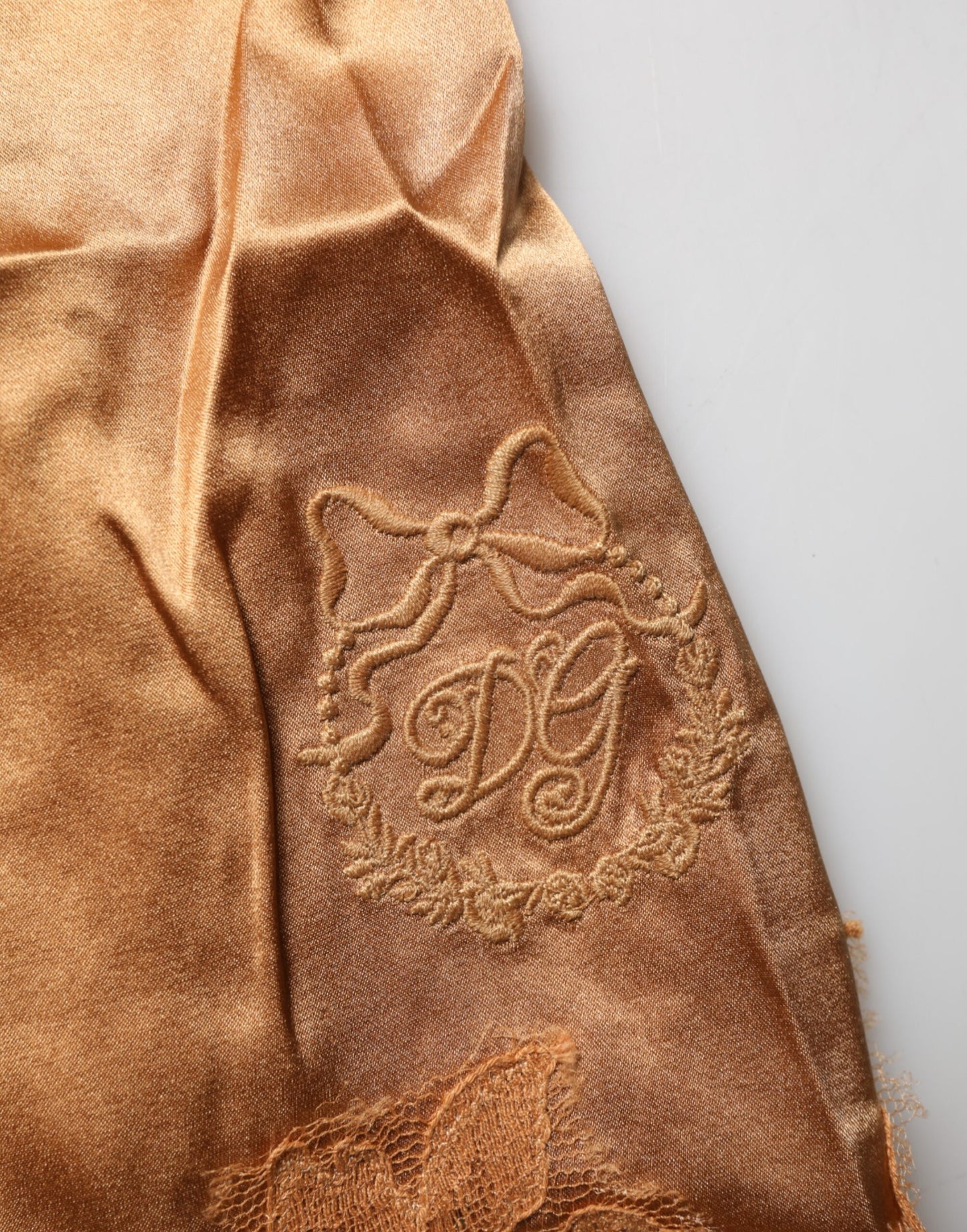 Dolce & Gabbana Débardeur en satin de soie et dentelle florale marron Lingerie Sous-vêtements