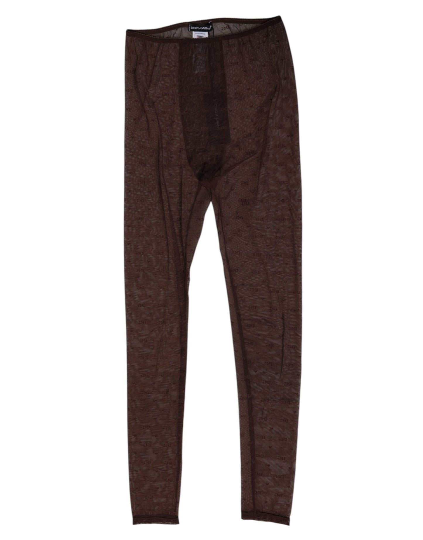 Dolce & Gabbana - Leggings en nylon marron avec logo en dentelle - Sous-vêtements