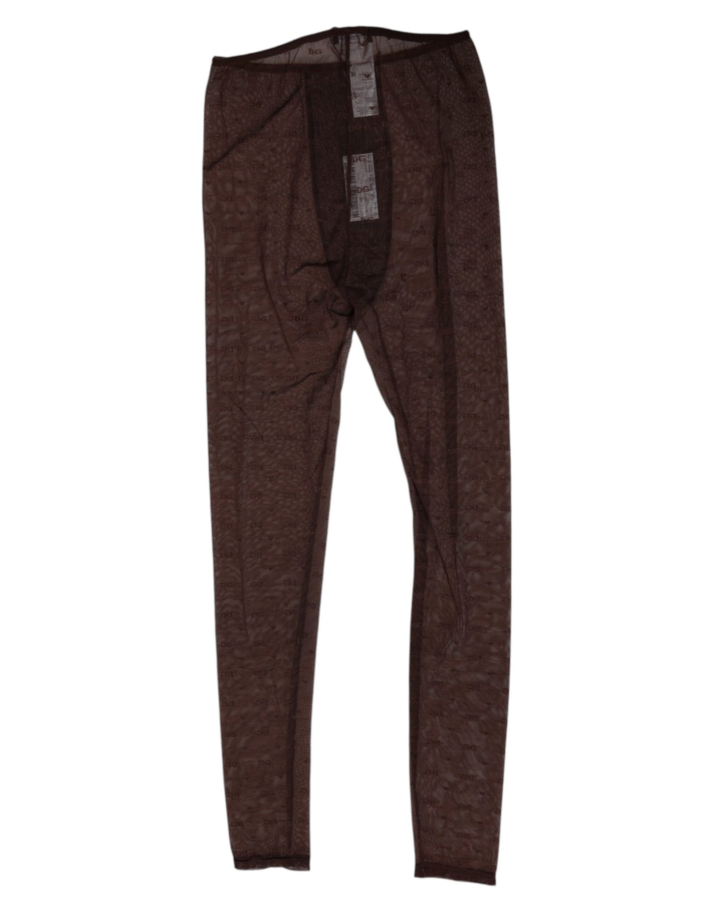Dolce & Gabbana - Leggings en nylon marron avec logo en dentelle - Sous-vêtements