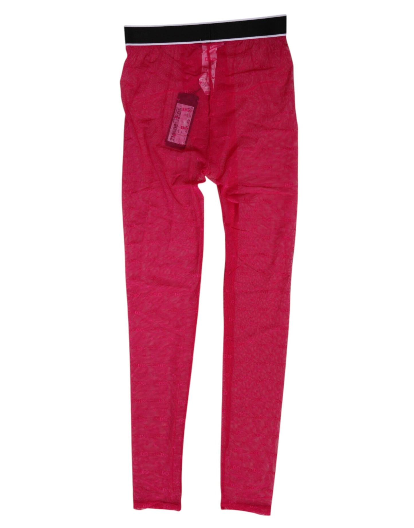 Dolce & Gabbana Fuchsia Nylon Logo Spitzen Leggings Hose Unterwäsche