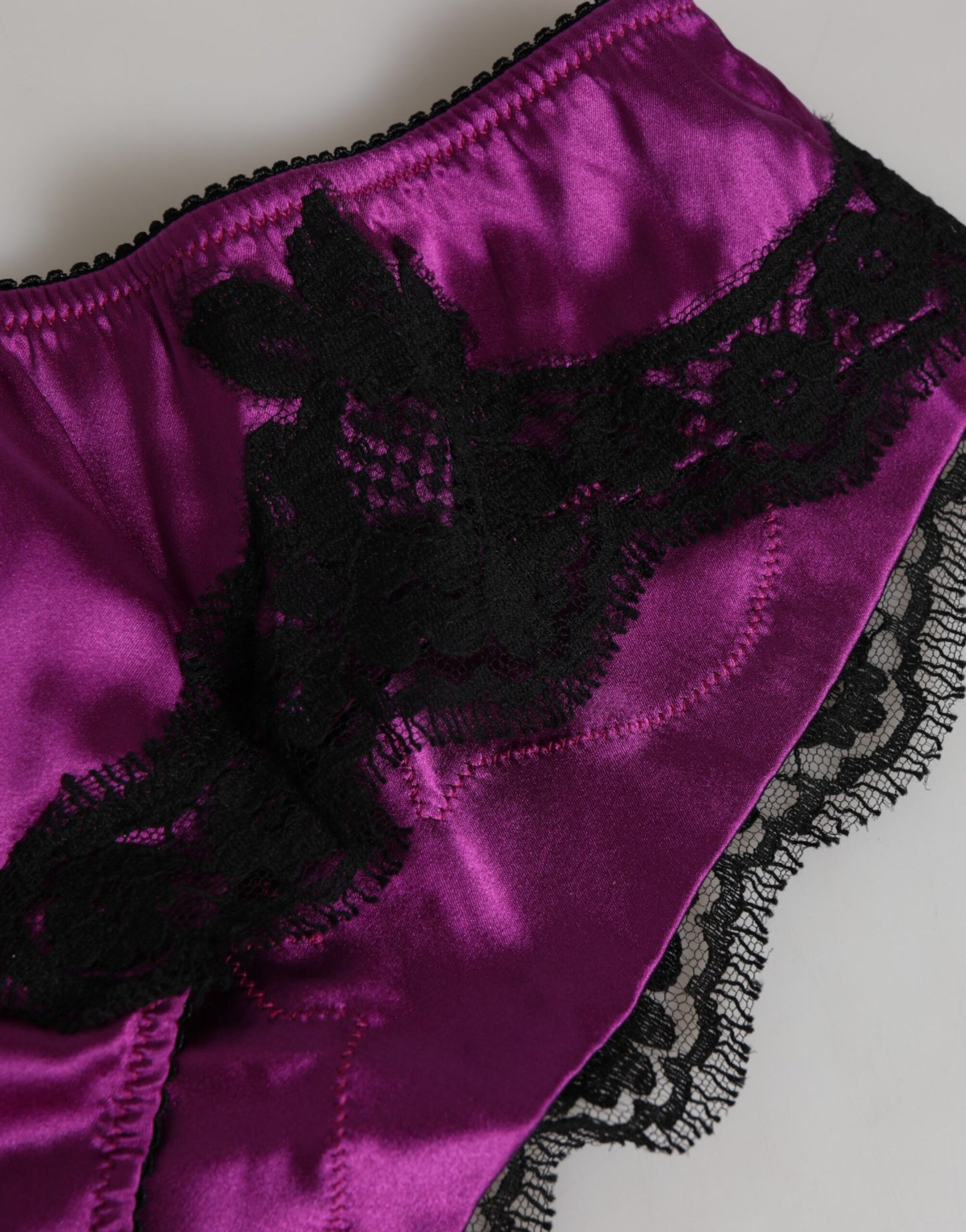Culotte en satin de soie violet Dolce & Gabbana en dentelle florale