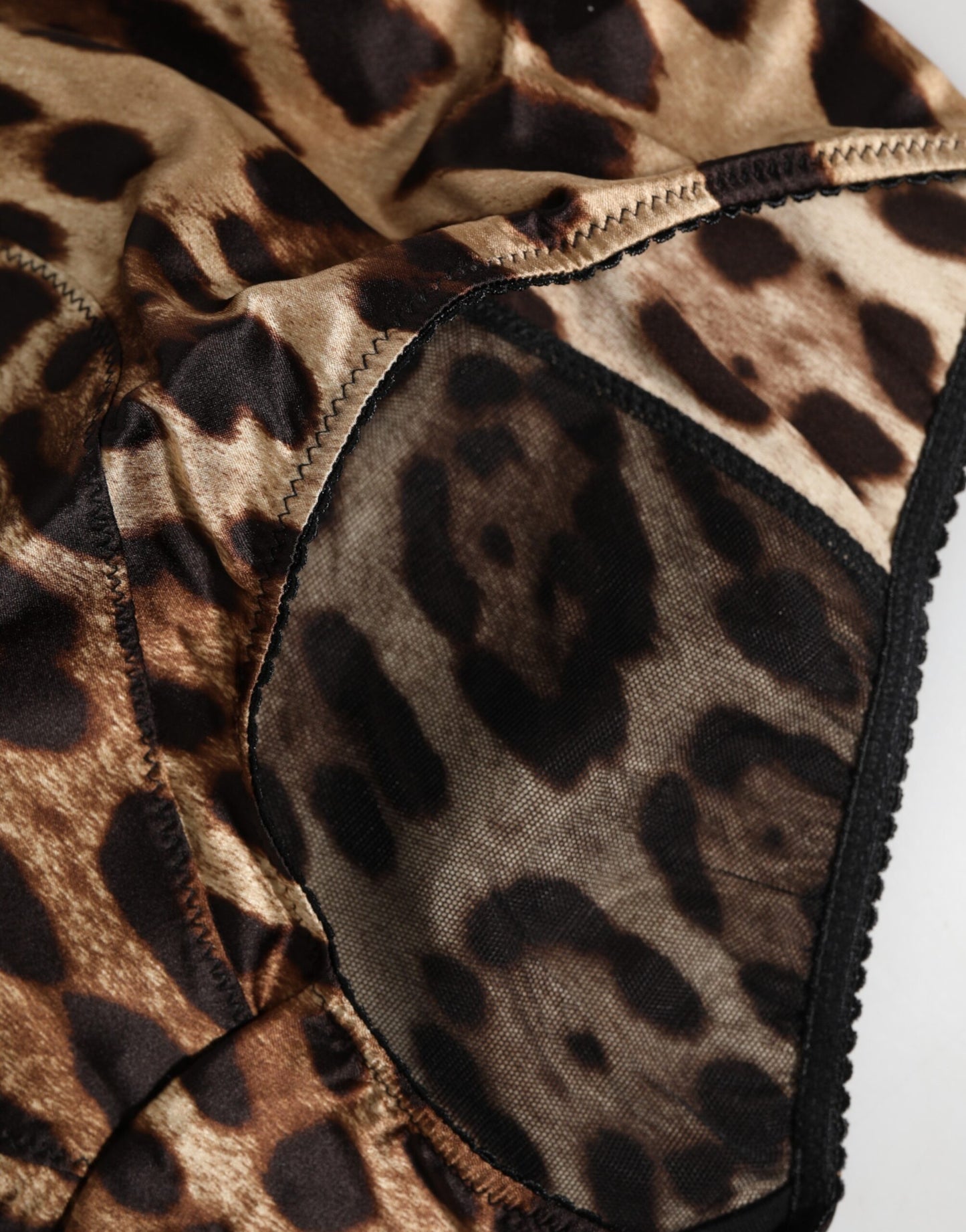 Sous-vêtement taille haute en soie léopard multicolore Dolce & Gabbana