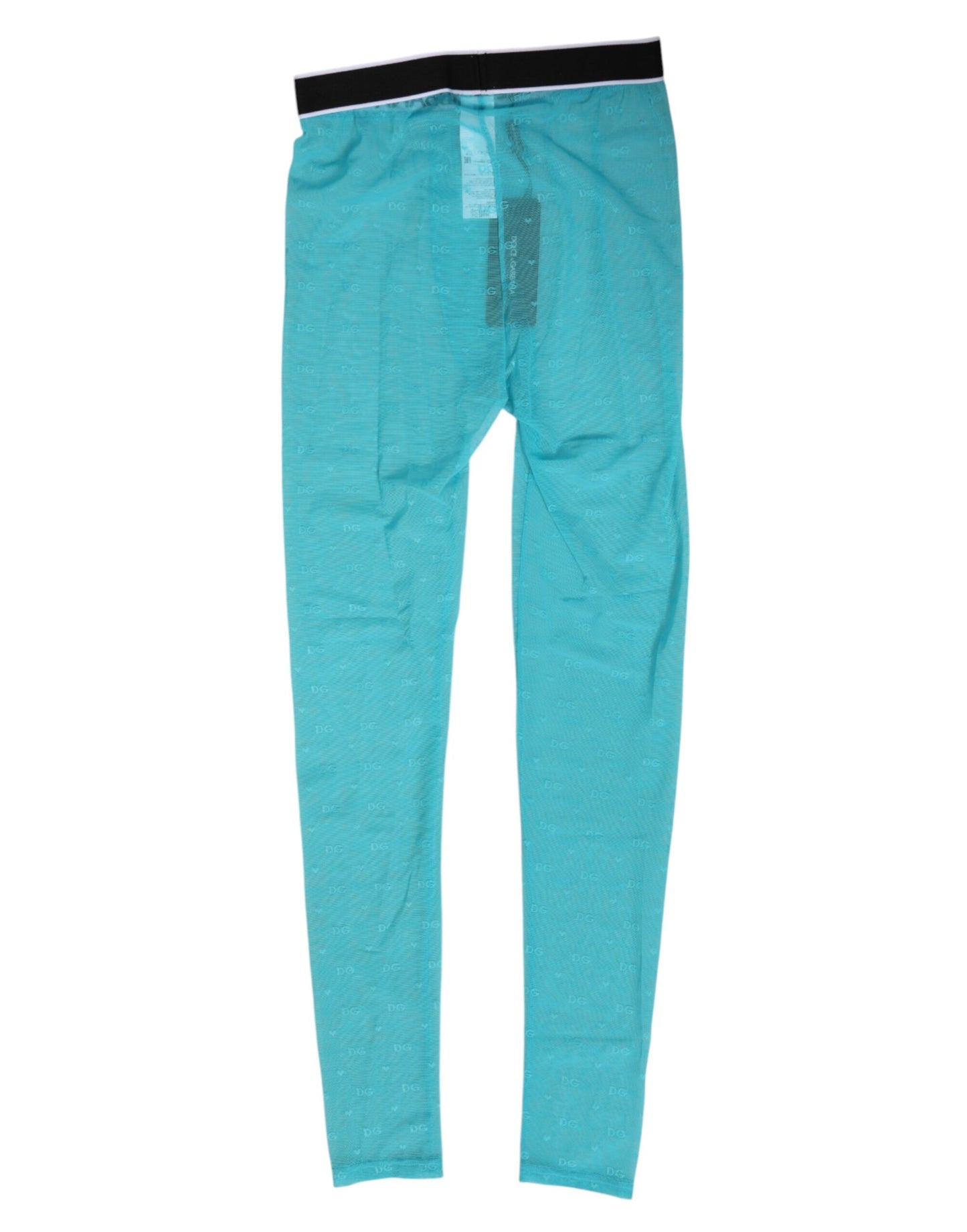 Dolce & Gabbana Leggings en dentelle bleu clair avec logo en nylon Sous-vêtements