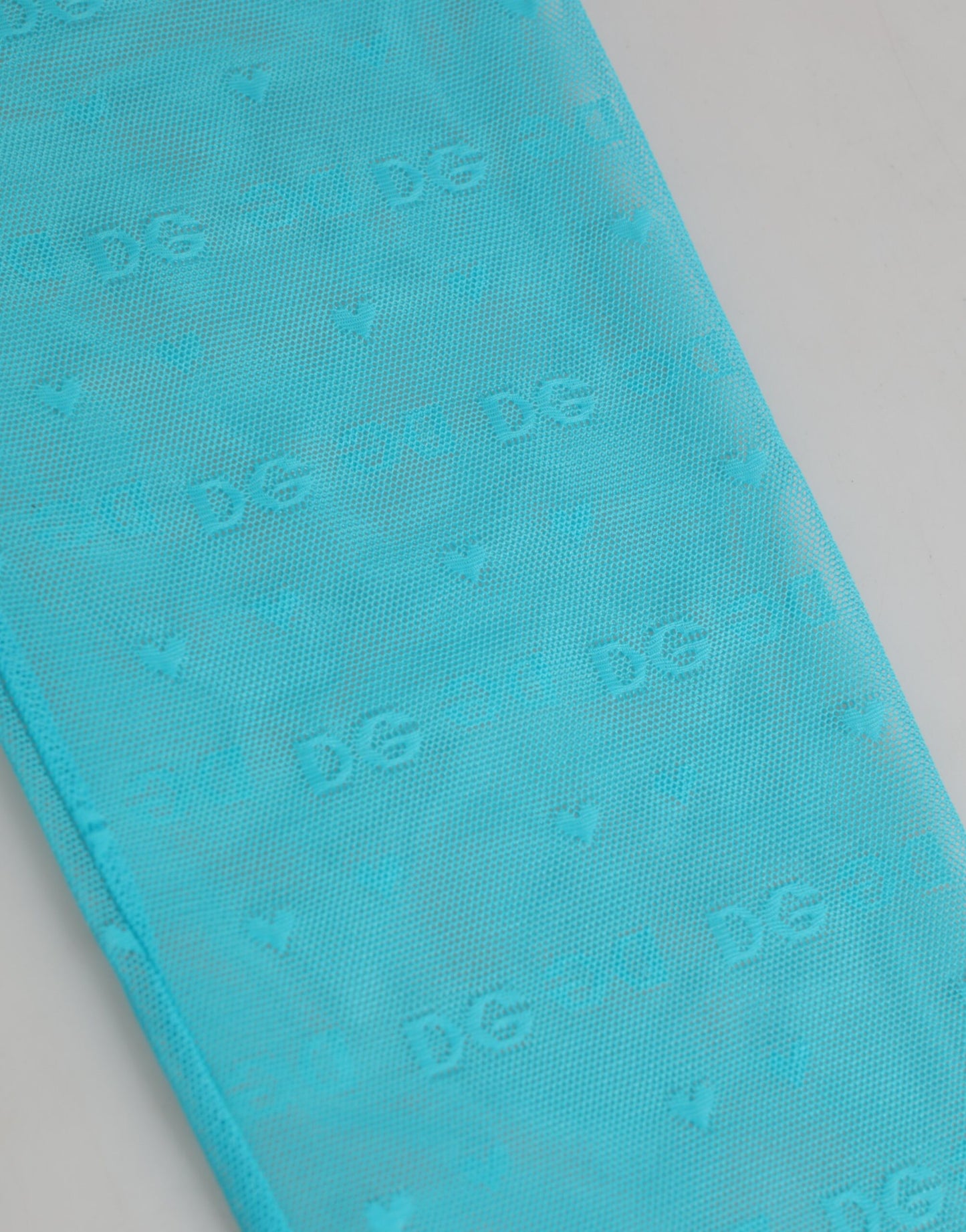 Dolce & Gabbana Leggings en dentelle bleu clair avec logo en nylon Sous-vêtements