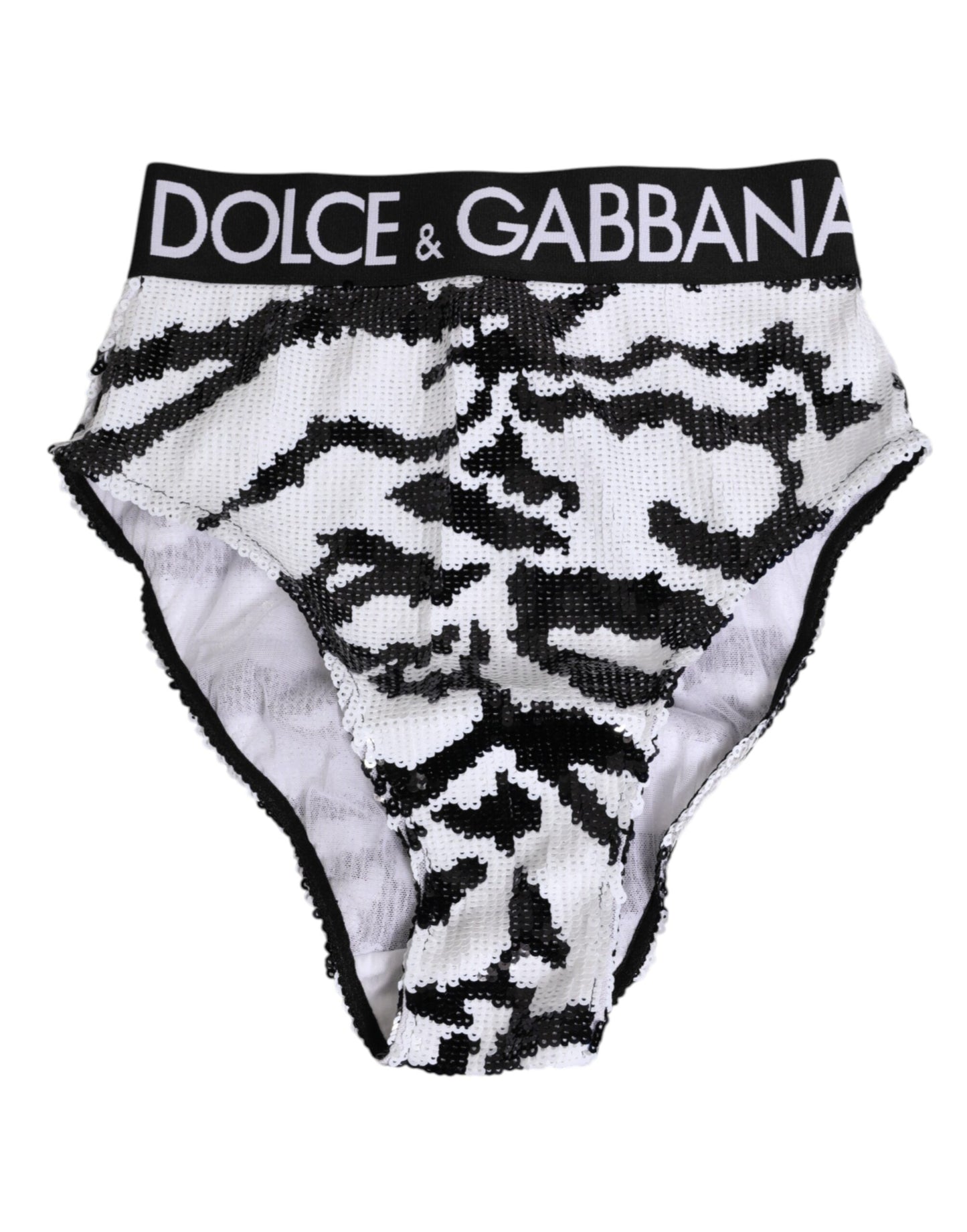 Culotte taille haute à sequins noirs et blancs Dolce & Gabbana