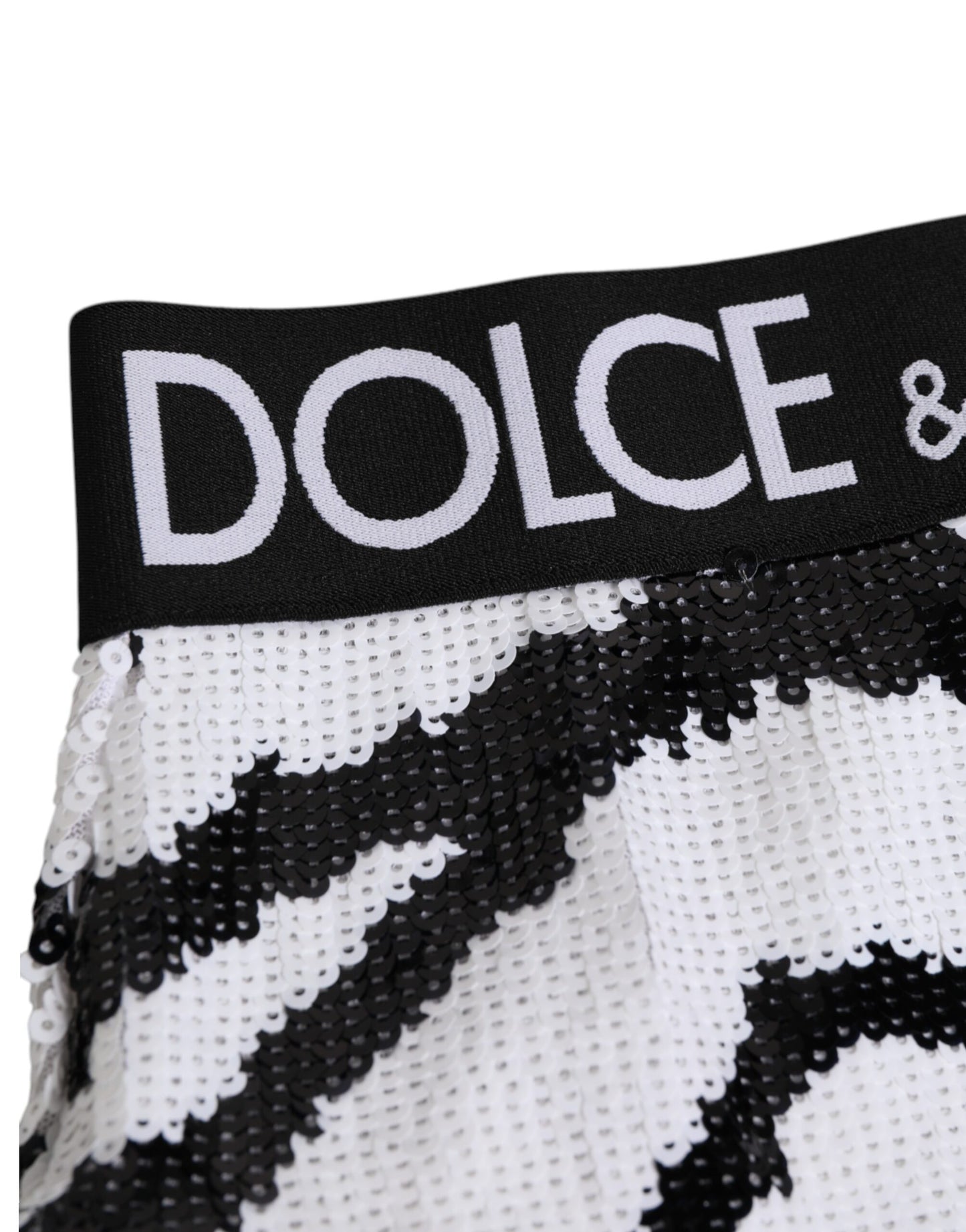 Culotte taille haute à sequins noirs et blancs Dolce & Gabbana