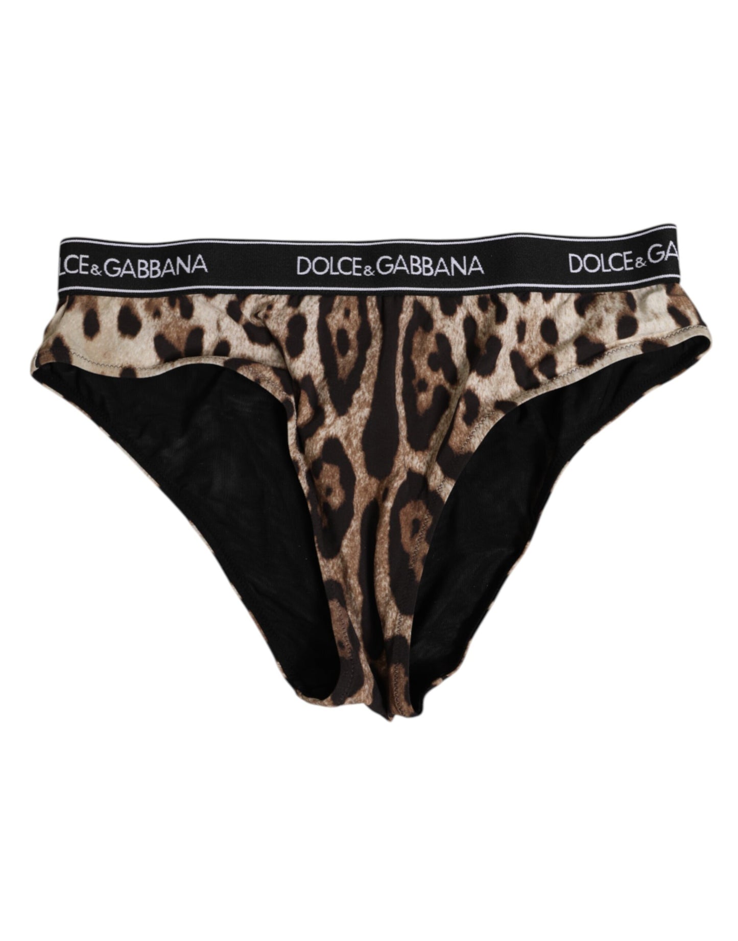 Culotte taille haute en nylon léopard marron Dolce & Gabbana