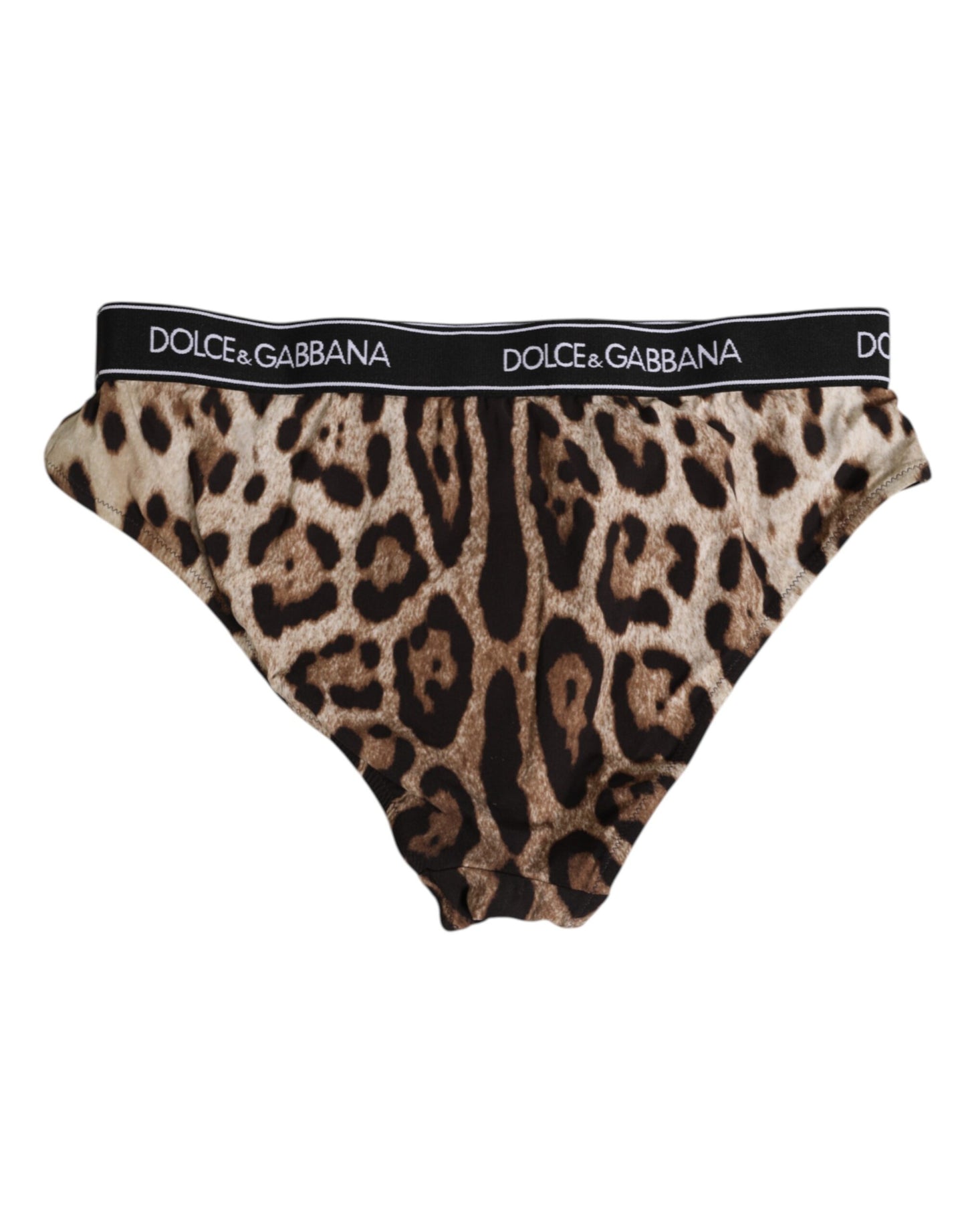 Culotte taille haute en nylon léopard marron Dolce & Gabbana