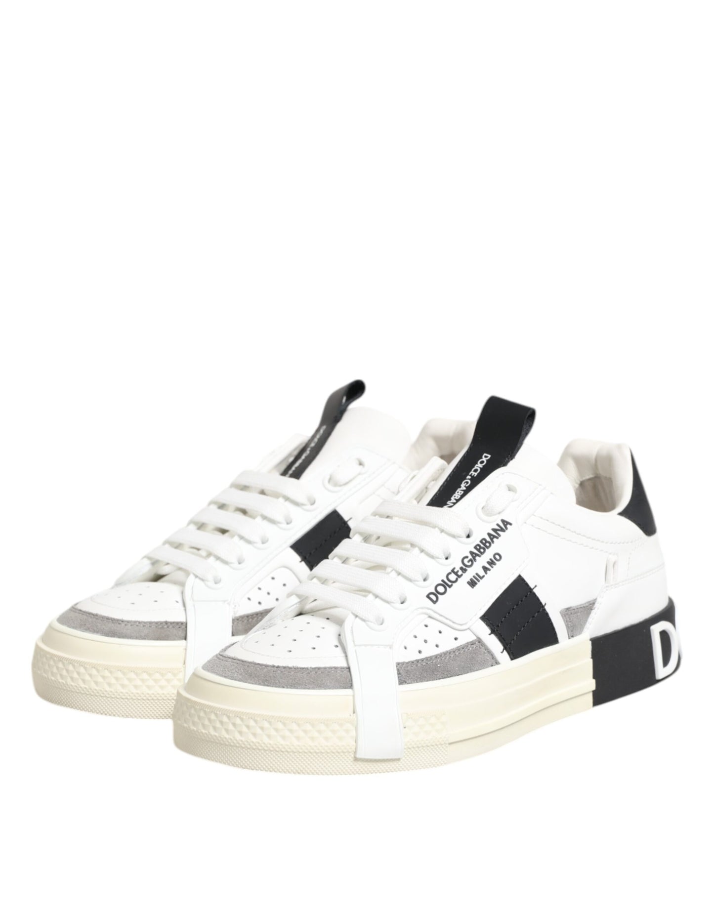Dolce & Gabbana White Leather Custom 2.Zero Sneakers Shoes