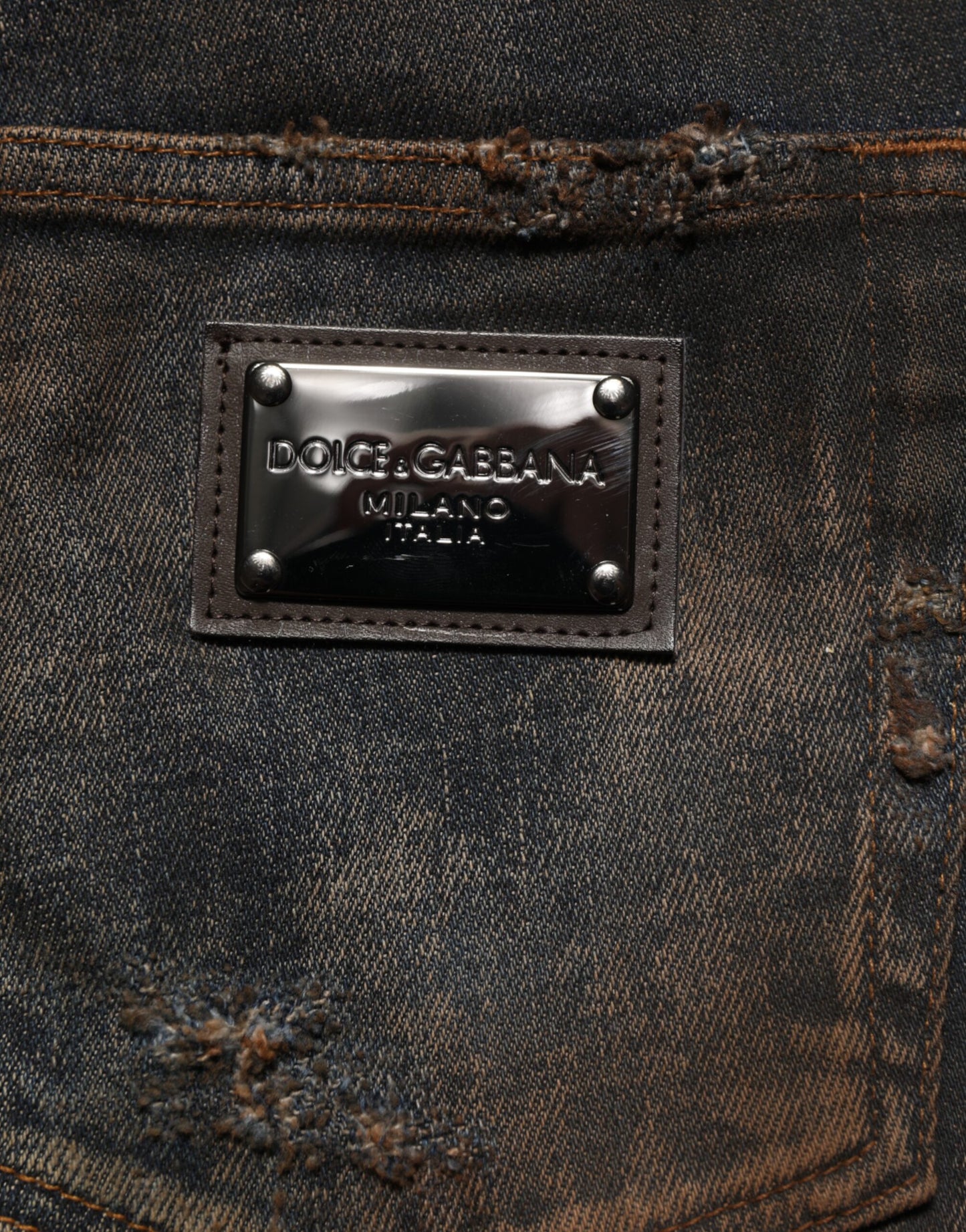 Dolce & Gabbana Black Cotton Skinny Tattered Men Denim Jeans