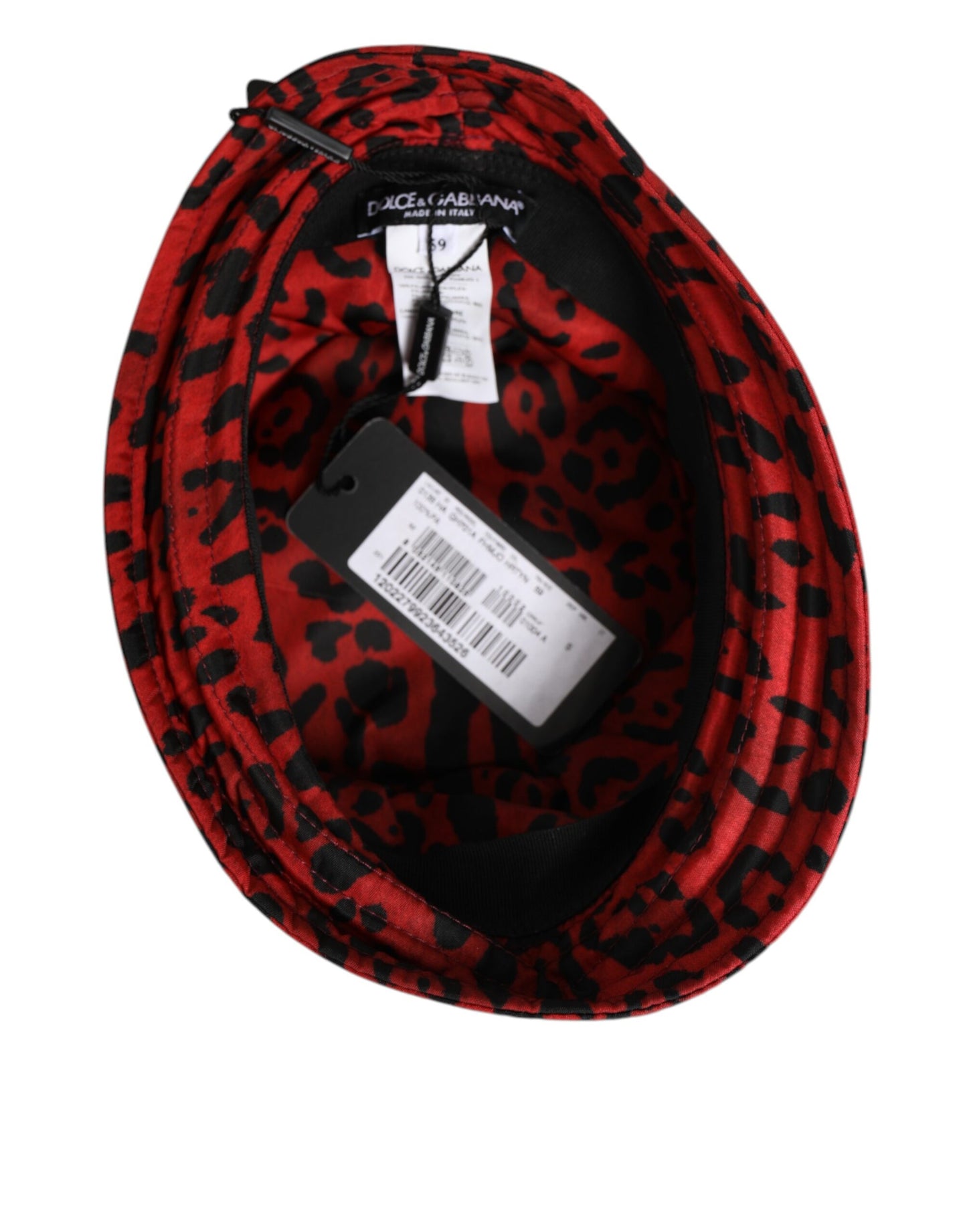 Dolce & Gabbana Red Black Nylon Leopard Print Bucket Men Cap Hat