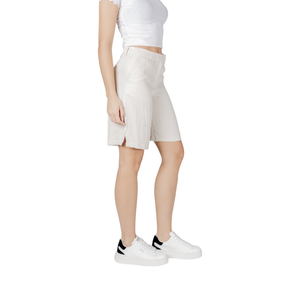 Vila Clothes Beige Viscose Bermuda Shorts