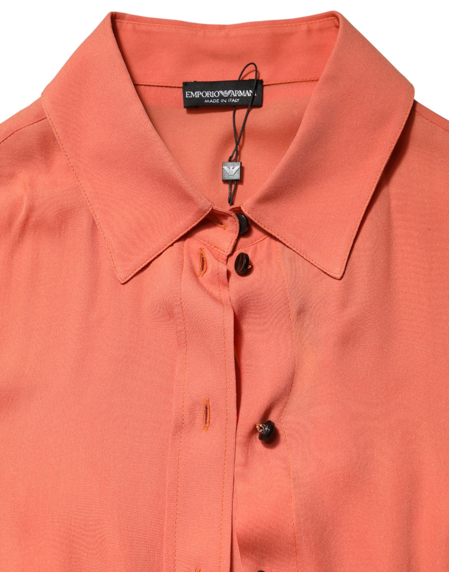 Emporio Armani Orange Collared Button Down Long Sleeves Top