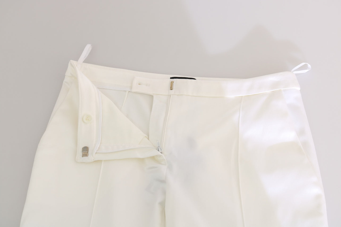 Elisabetta Franchi White Low Waist Cropped Skinny Trouser Pants