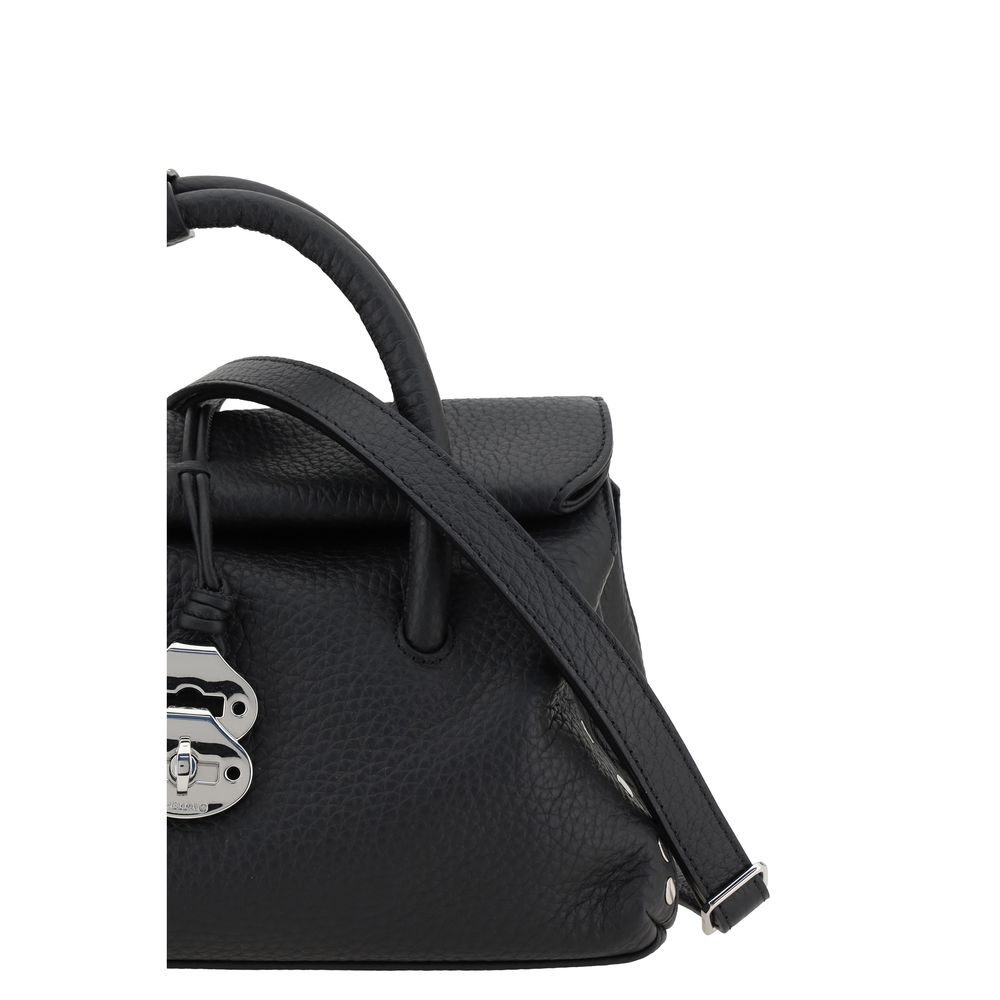 Zanellato Black Calf Leather Bos Taurus Shoulder Bag