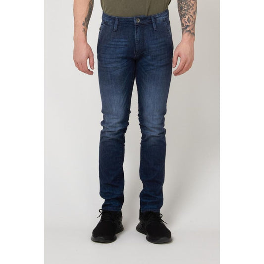 Gas Blue Cotton Slim Fit Jeans