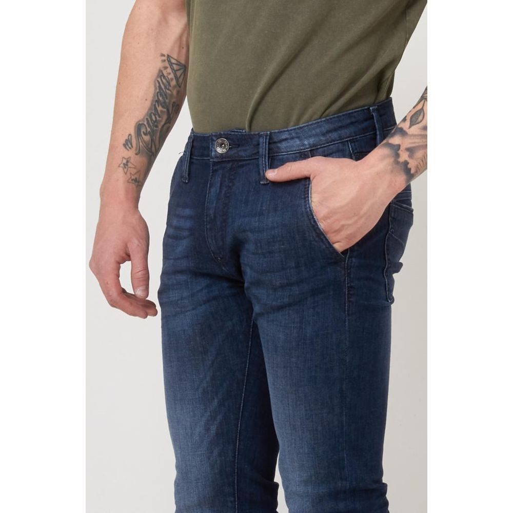 Gas Blue Cotton Slim Fit Jeans