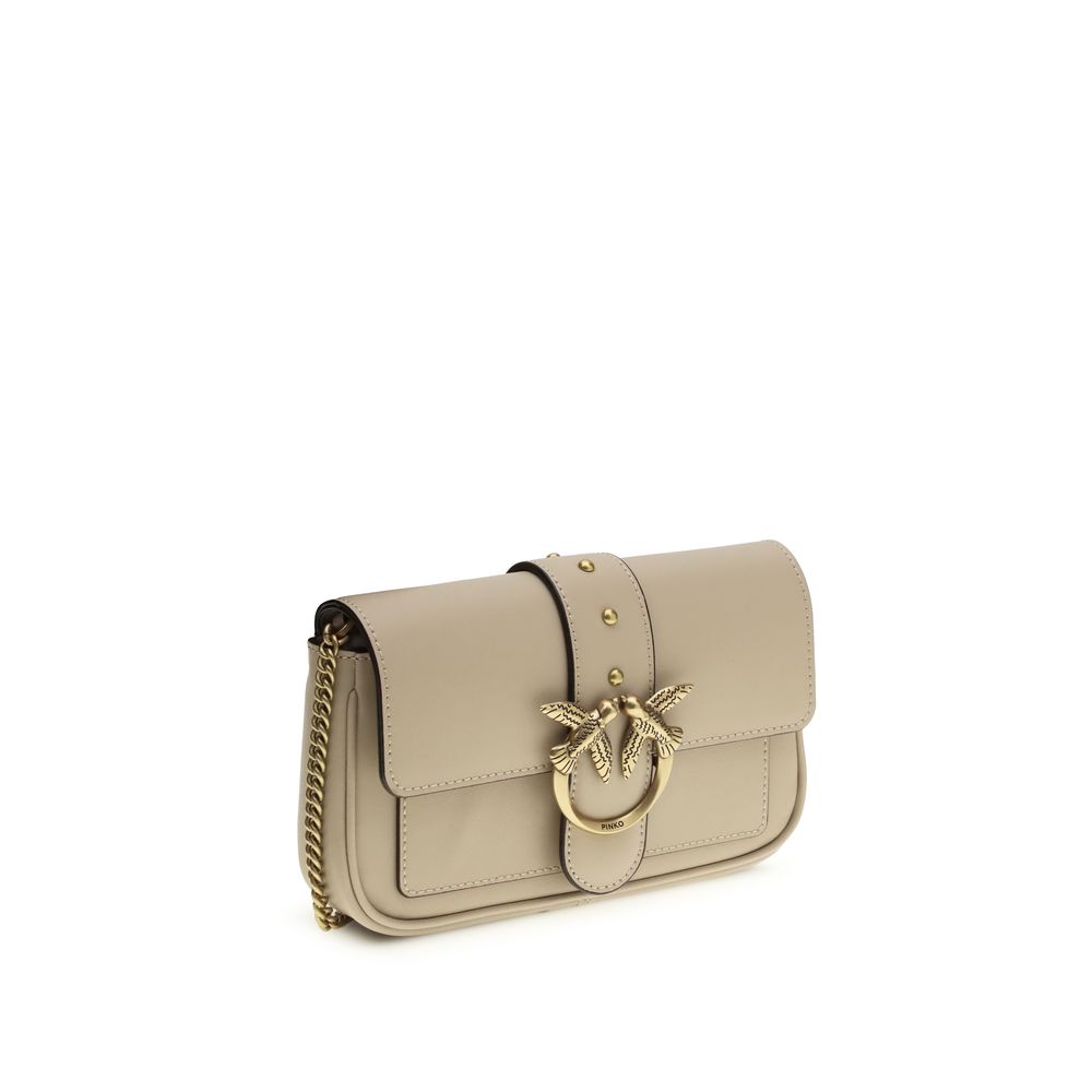 PINKO Beige Calf Leather Bos Taurus Shoulder Bag