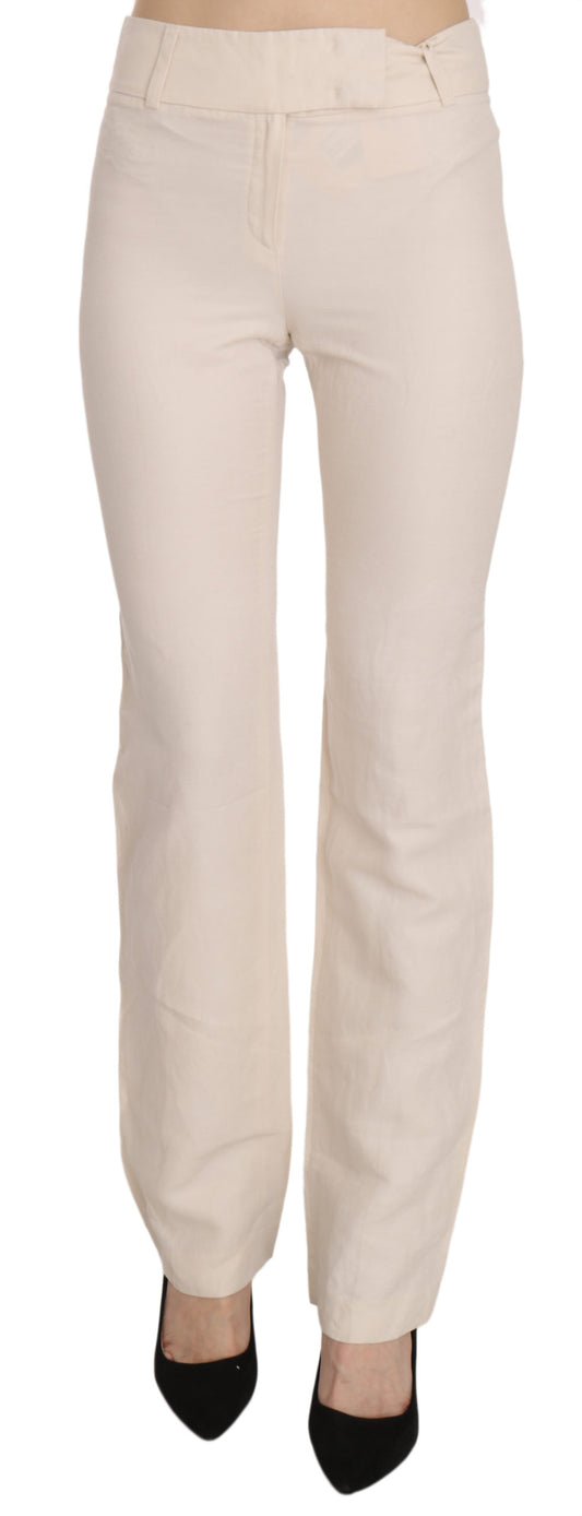 Pantalon évasé taille haute en soie mélangée blanche LAUREL