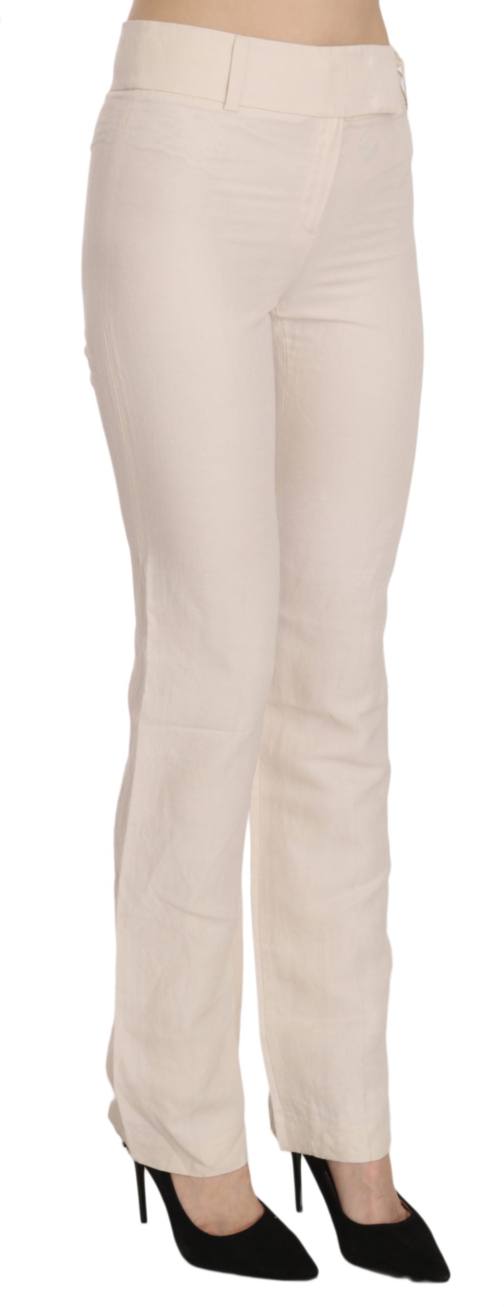 Pantalon évasé taille haute en soie mélangée blanche LAUREL