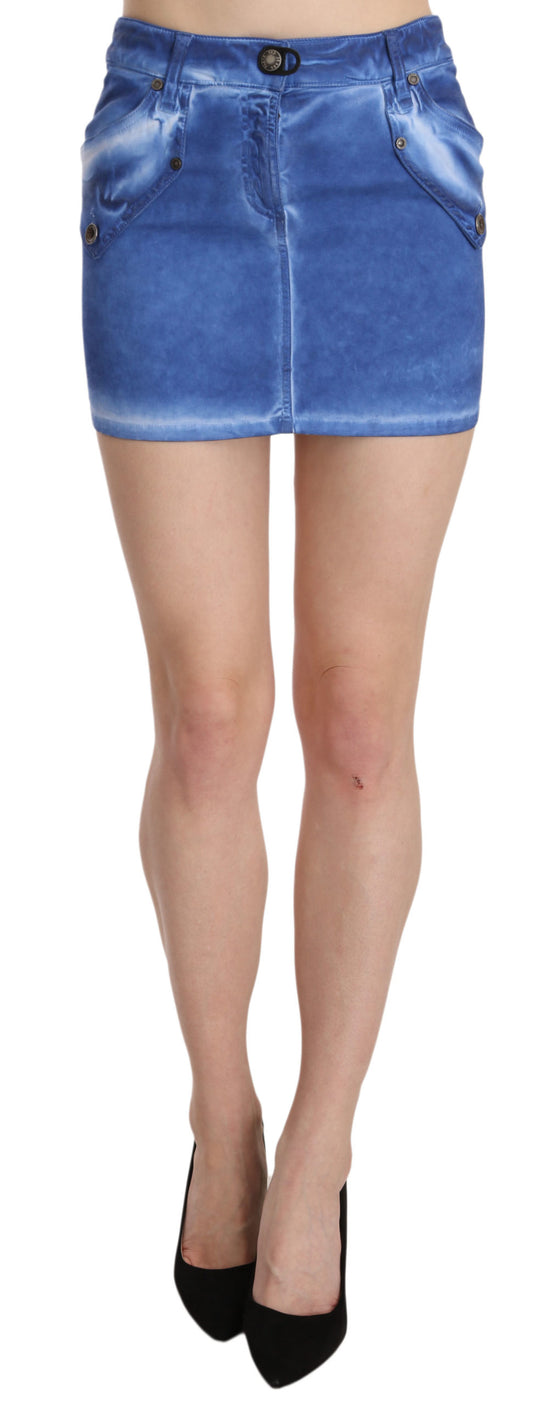 Mini-jupe décontractée en coton stretch bleu PLEIN SUD