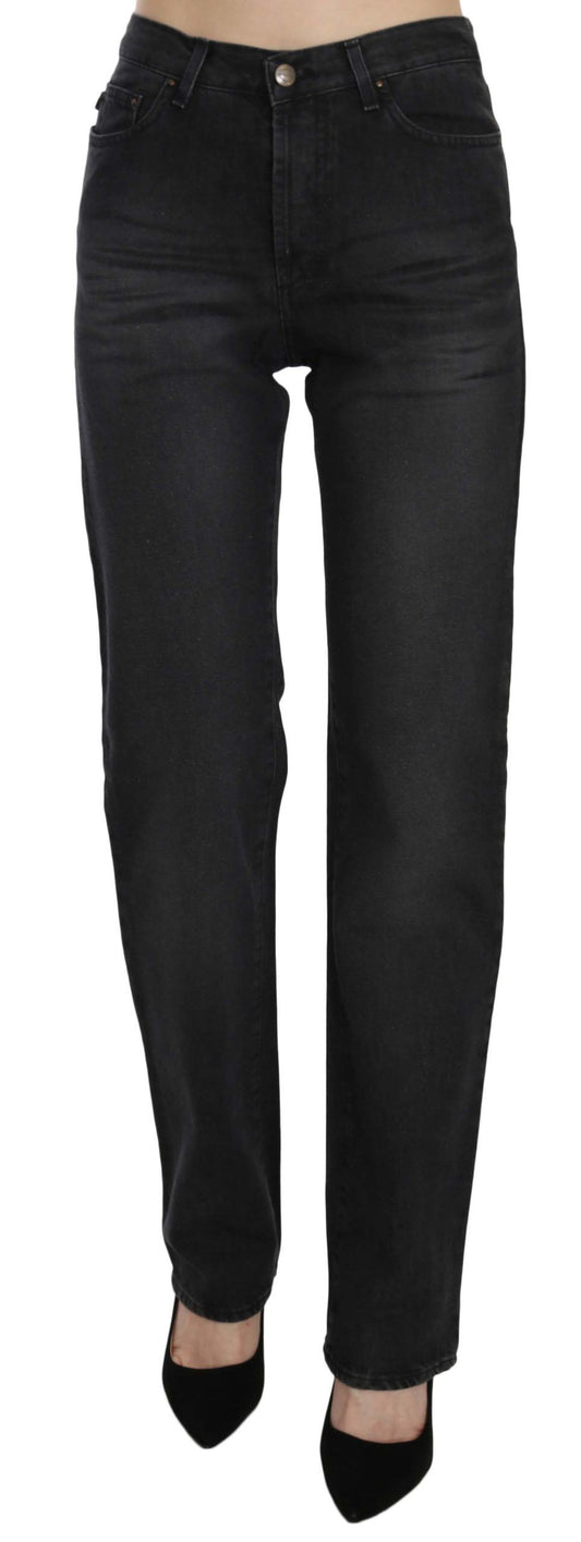Jean droit taille haute délavé noir Just Cavalli