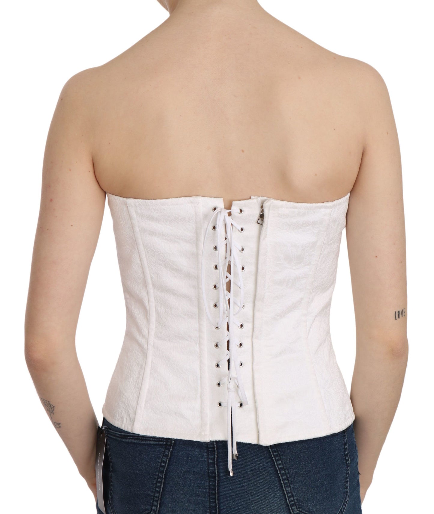 Dolce &amp; Gabbana Weißes PALERMO-Bustier-Top-Korsett aus Baumwolle