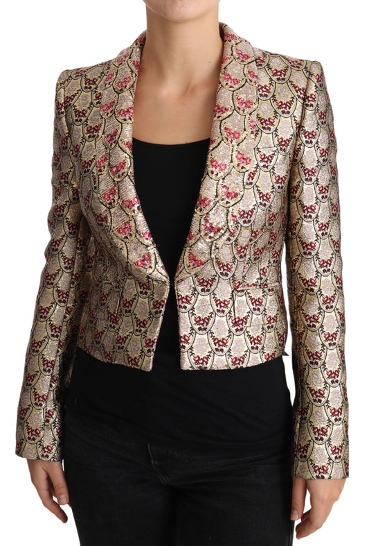 Dolce &amp; Gabbana - Veste blazer à paillettes florales dorées