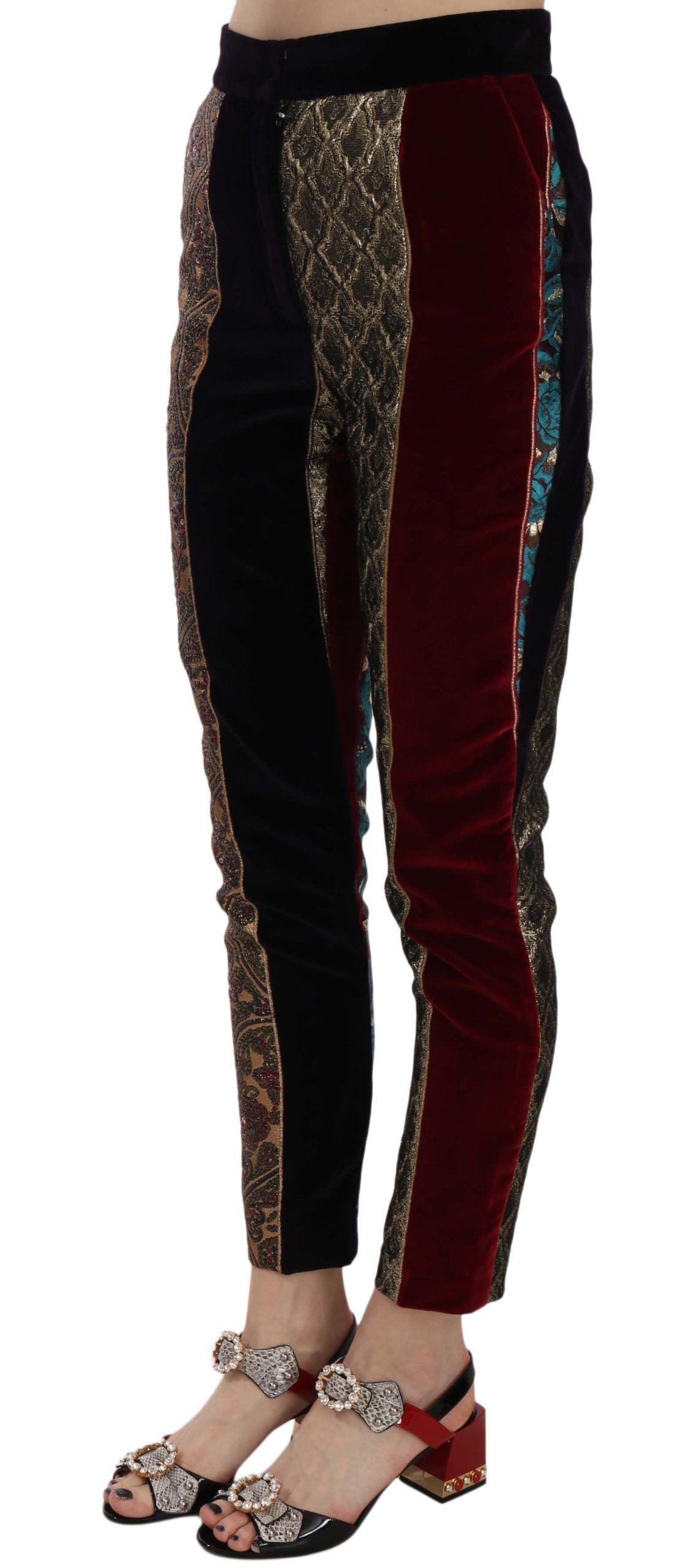 Pantalon fuselé court en jacquard multicolore Dolce &amp; Gabbana