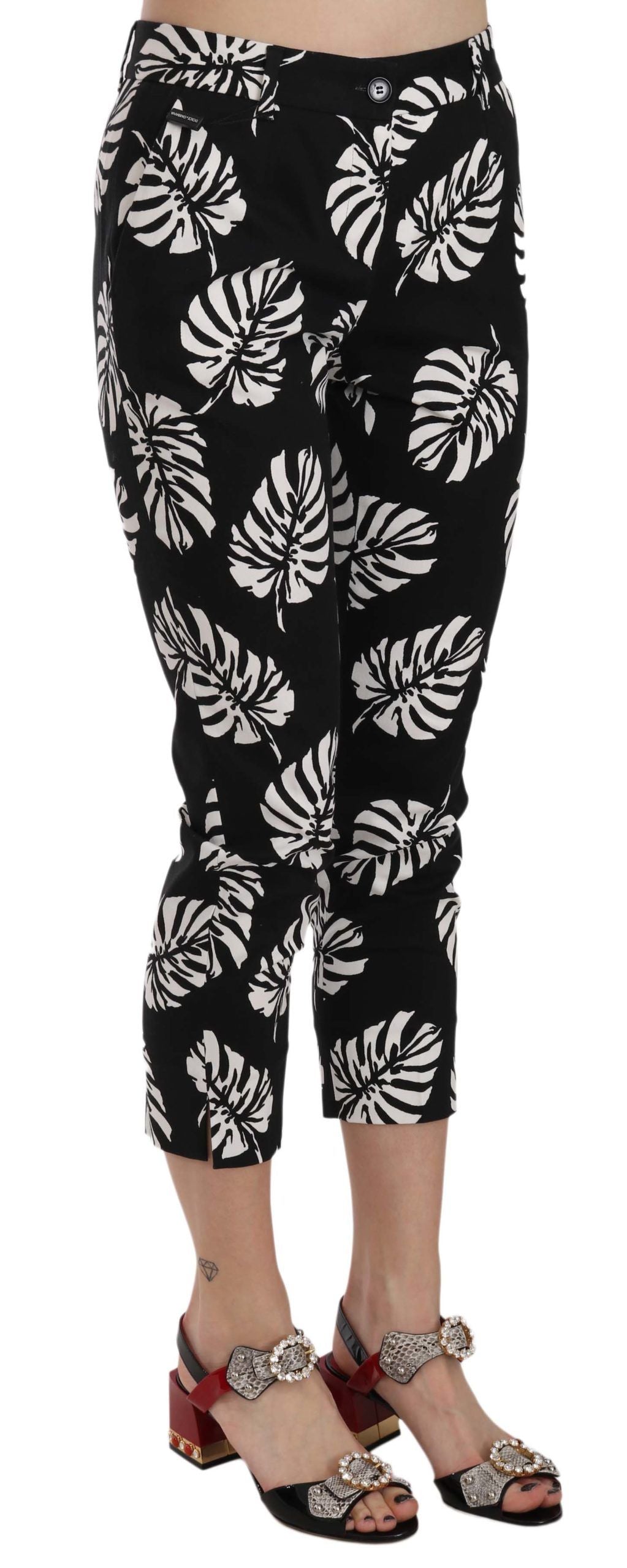 Pantalon skinny noir à imprimé feuilles de palmier Dolce &amp; Gabbana