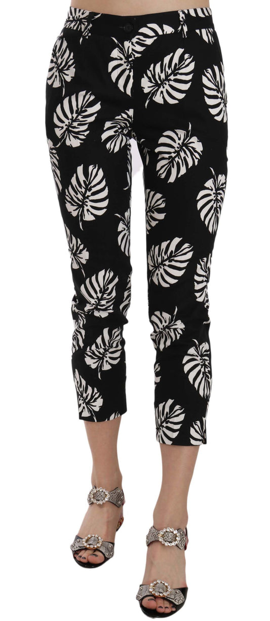 Pantalon skinny noir à imprimé feuilles de palmier Dolce &amp; Gabbana