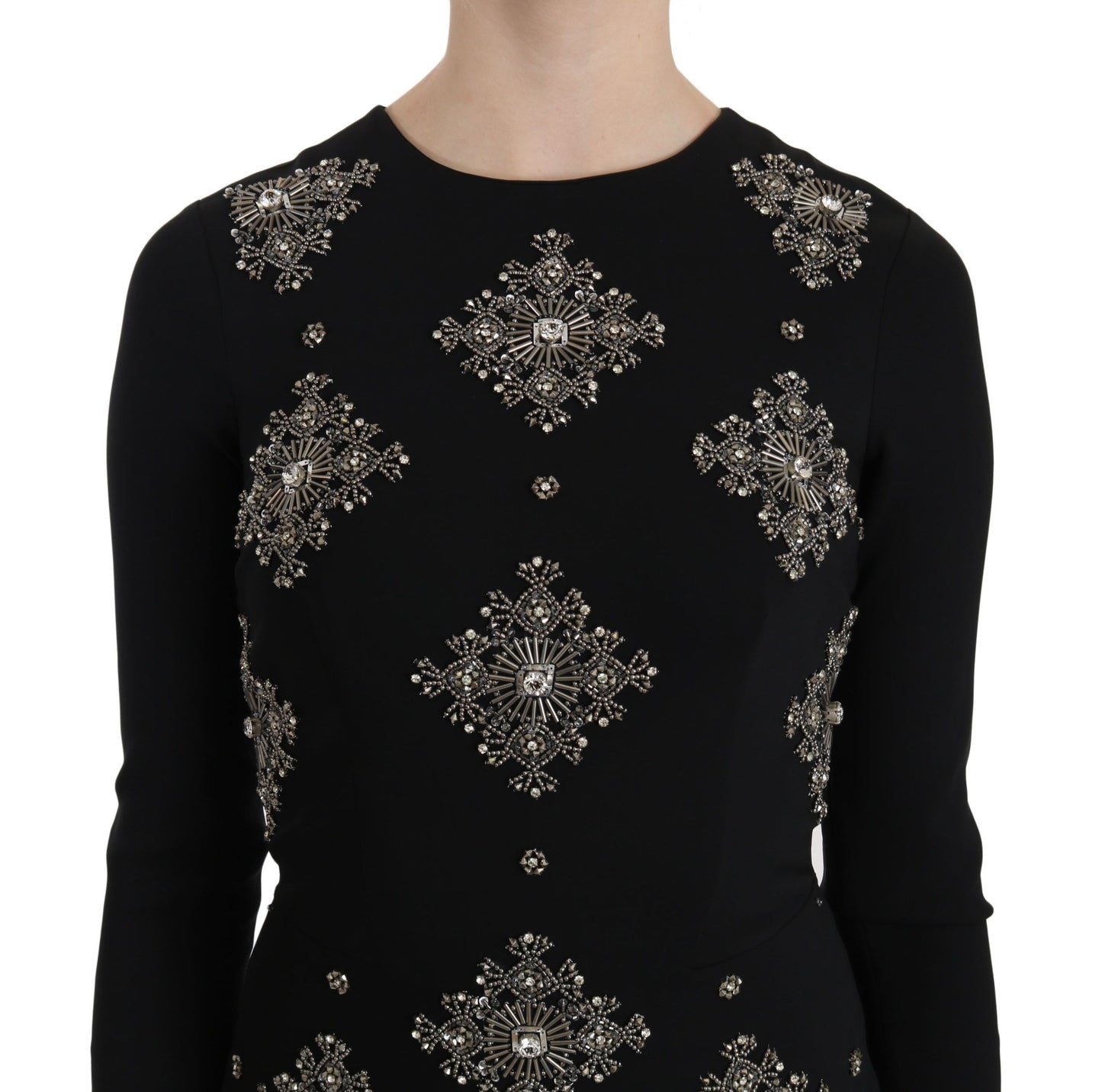 Robe courte droite extensible noire en cristal John Richmond