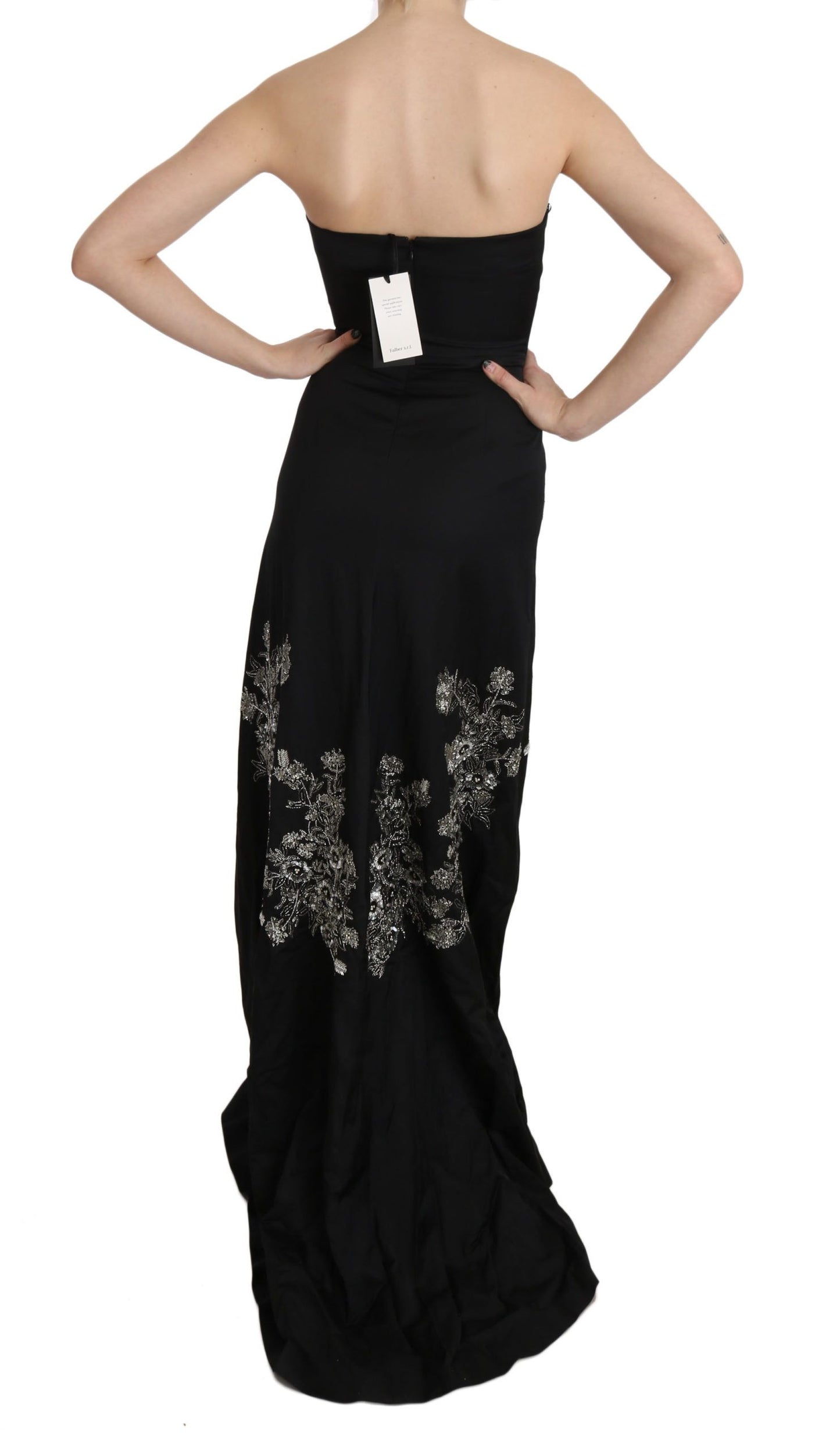 Robe de bal évasée noire à paillettes John Richmond
