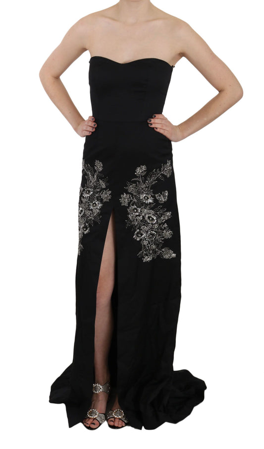 Robe de bal évasée noire à paillettes John Richmond