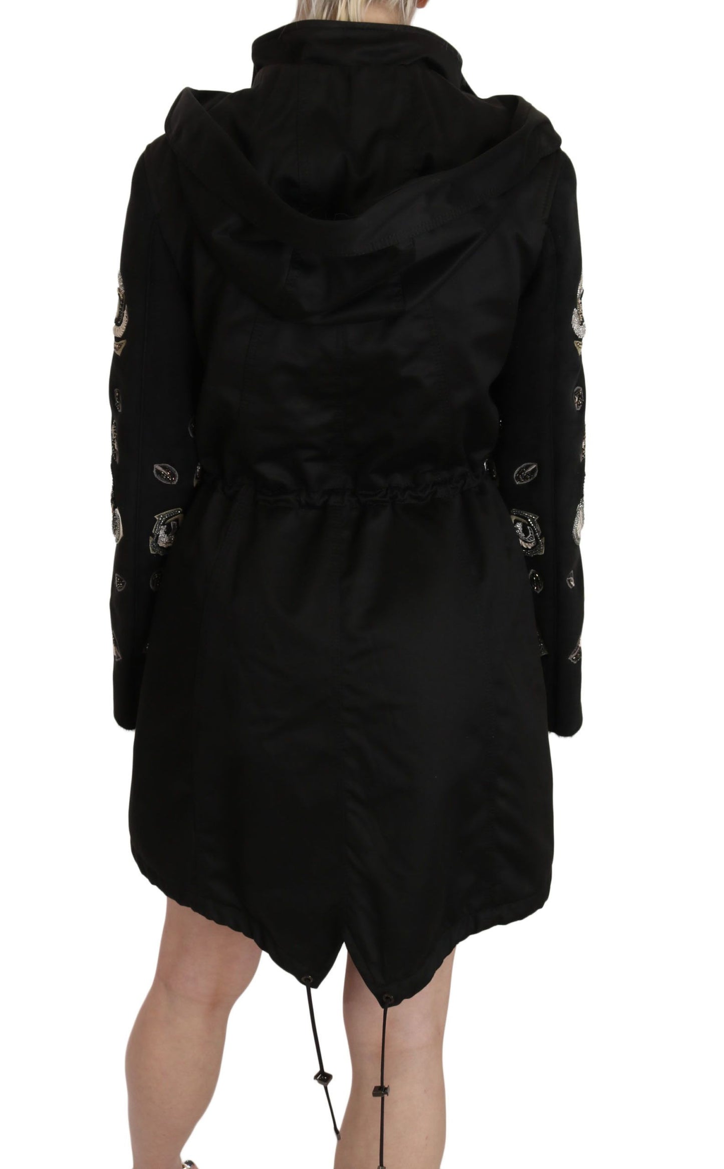 Manteau veste à capuche à paillettes florales et perles John Richmond