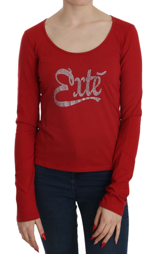 Exte – Langärmlige Bluse mit Kristallverzierung in Rot