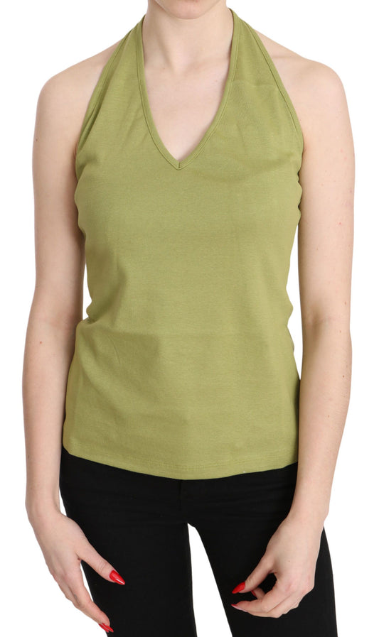 GF Ferre – Grüne Neckholder-Bluse aus Baumwolle, ärmellos, lässig