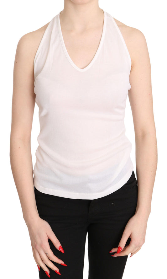 GF Ferre – Weiße Neckholder-Bluse aus Baumwolle mit ärmellosem lässigem Tanktop