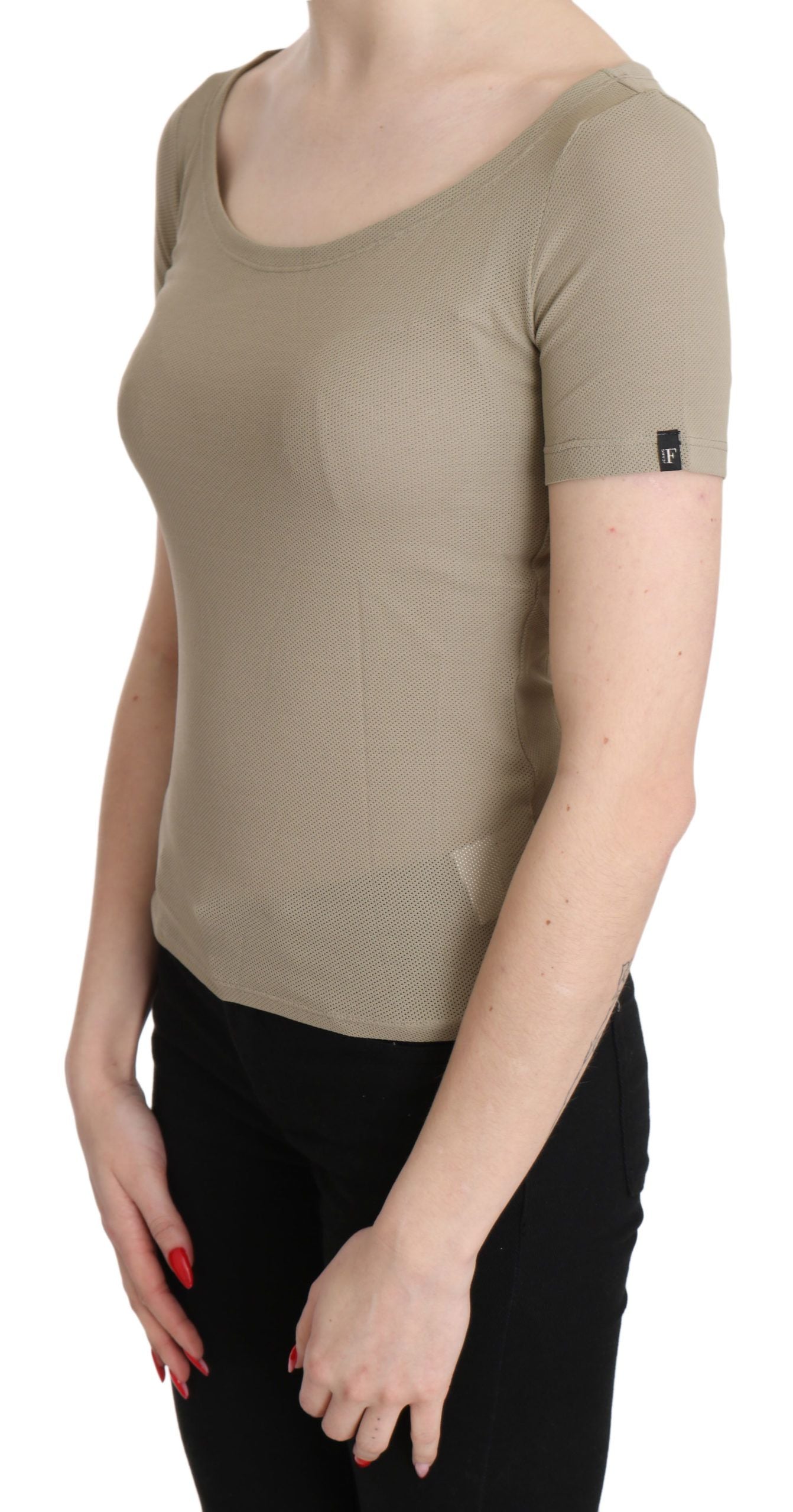 GF Ferre – Graue, kurzärmlige Tanktop-Bluse aus 100 % Nylon