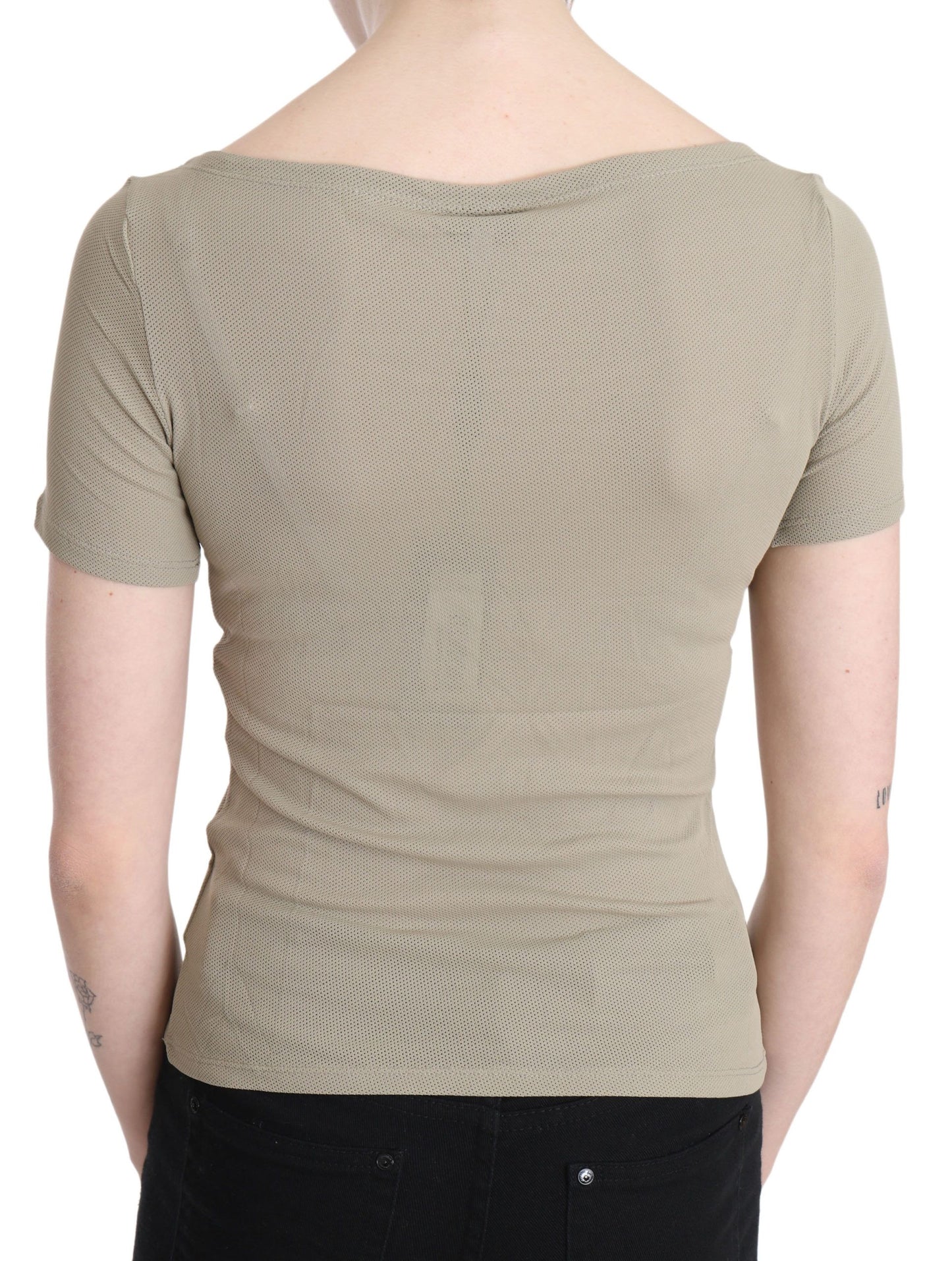 GF Ferre – Graue, kurzärmlige Tanktop-Bluse aus 100 % Nylon