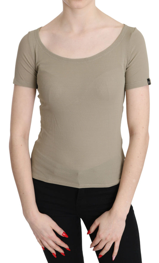 GF Ferre – Graue, kurzärmlige Tanktop-Bluse aus 100 % Nylon