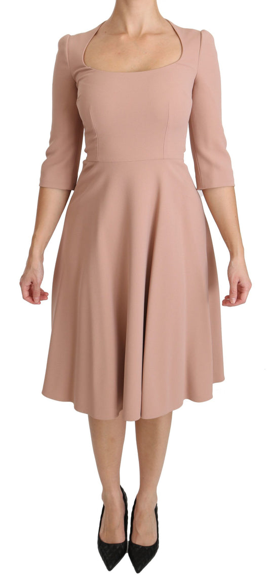 Robe trapèze rose en viscose à manches 3/4 Dolce &amp; Gabbana